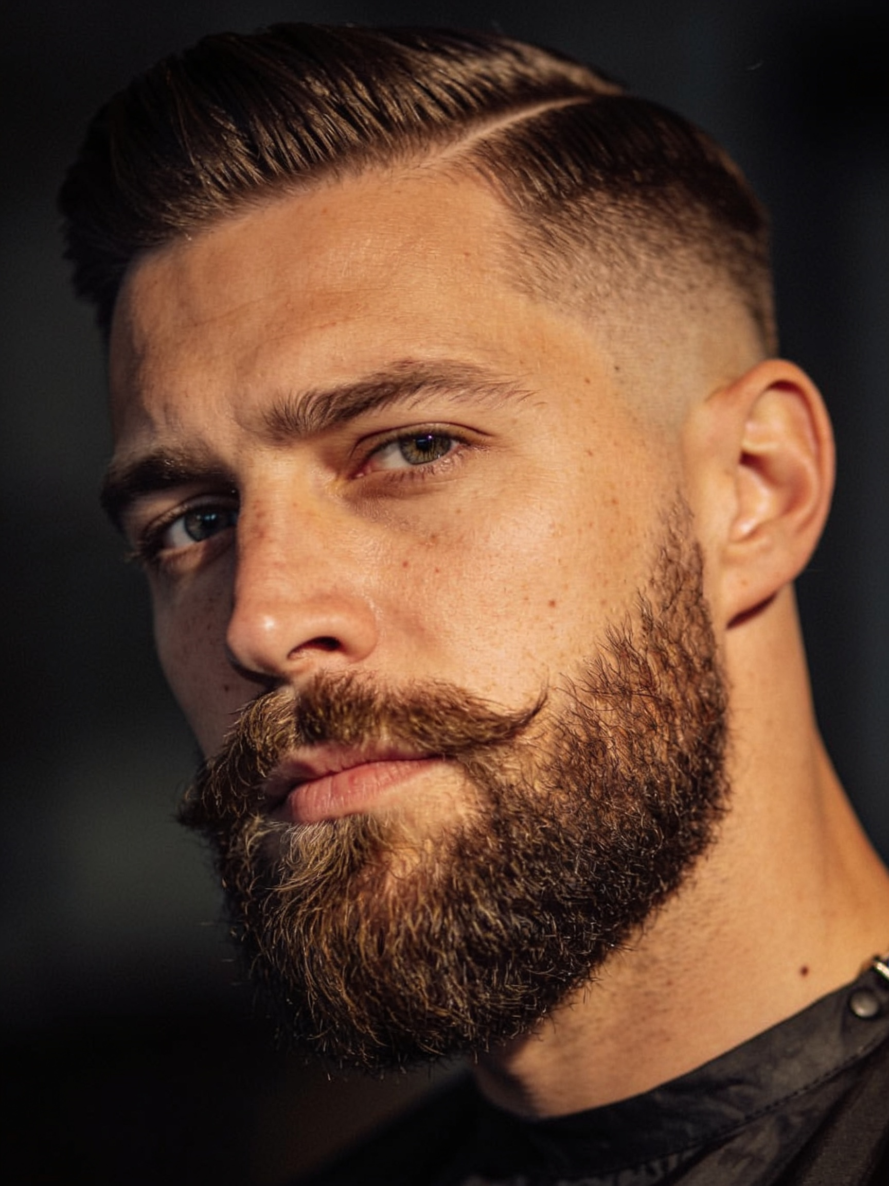 Mann mit frischem Haarschnitt und gepflegtem Bart