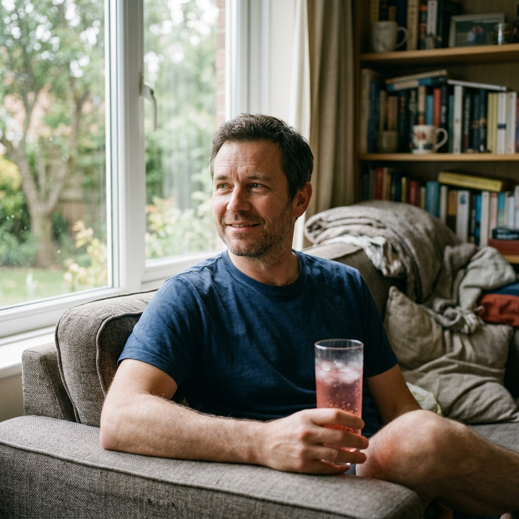 A calmer moment with a cold drink
