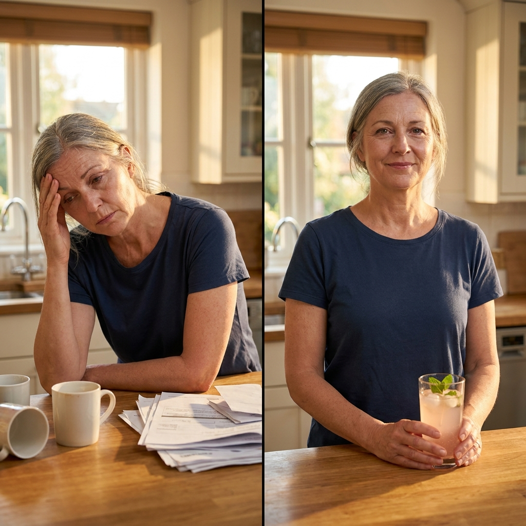 The same woman on two different afternoons