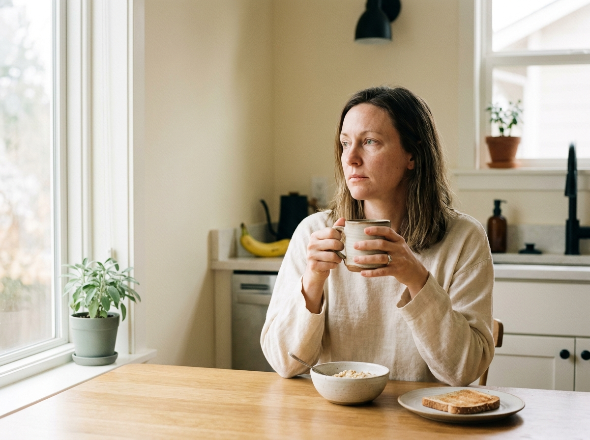 Woman at kitchen table