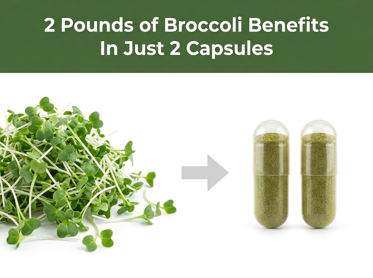 2 pounds of broccoli sprouts versus 2 capsules