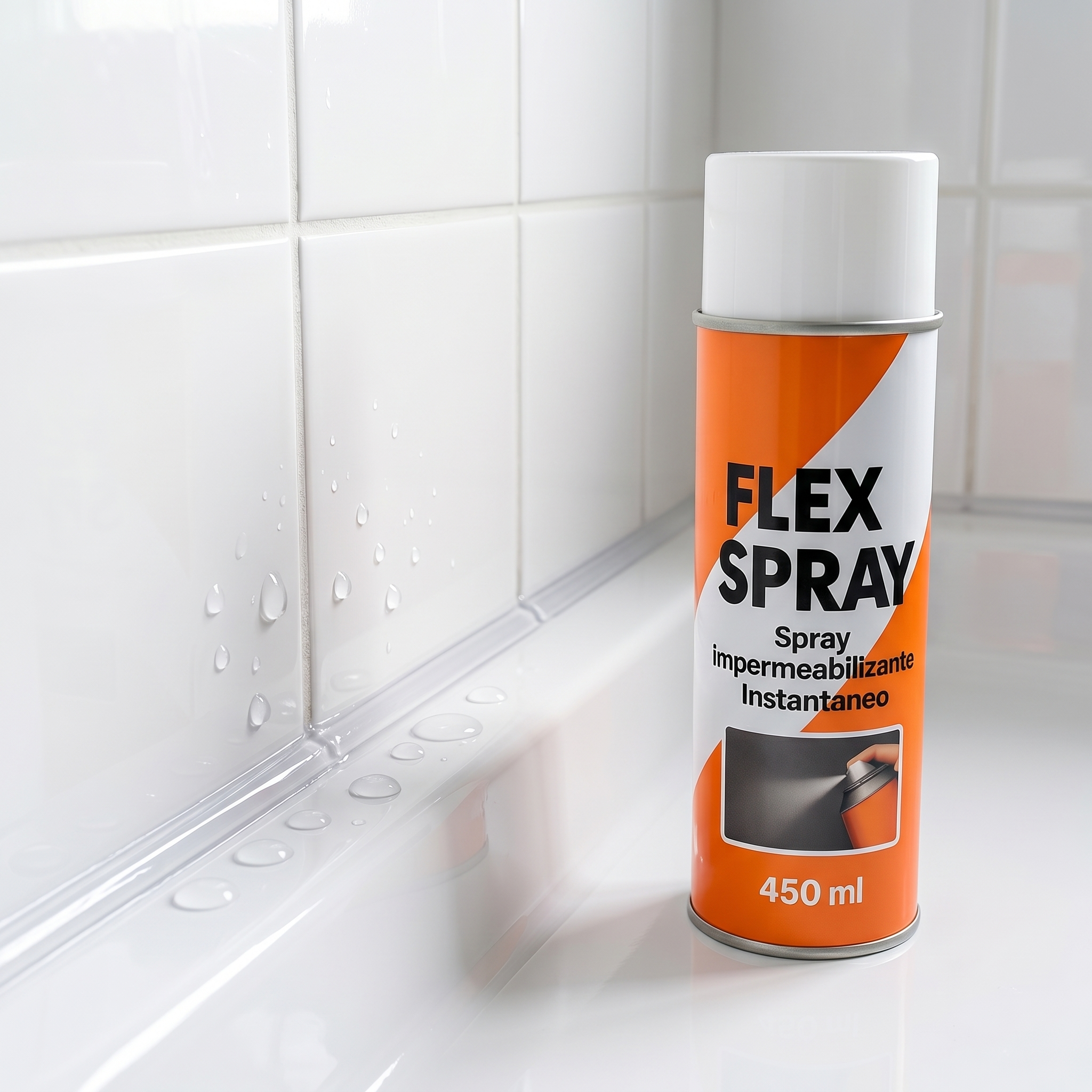 FlexSpray sellando la junta del plato de ducha