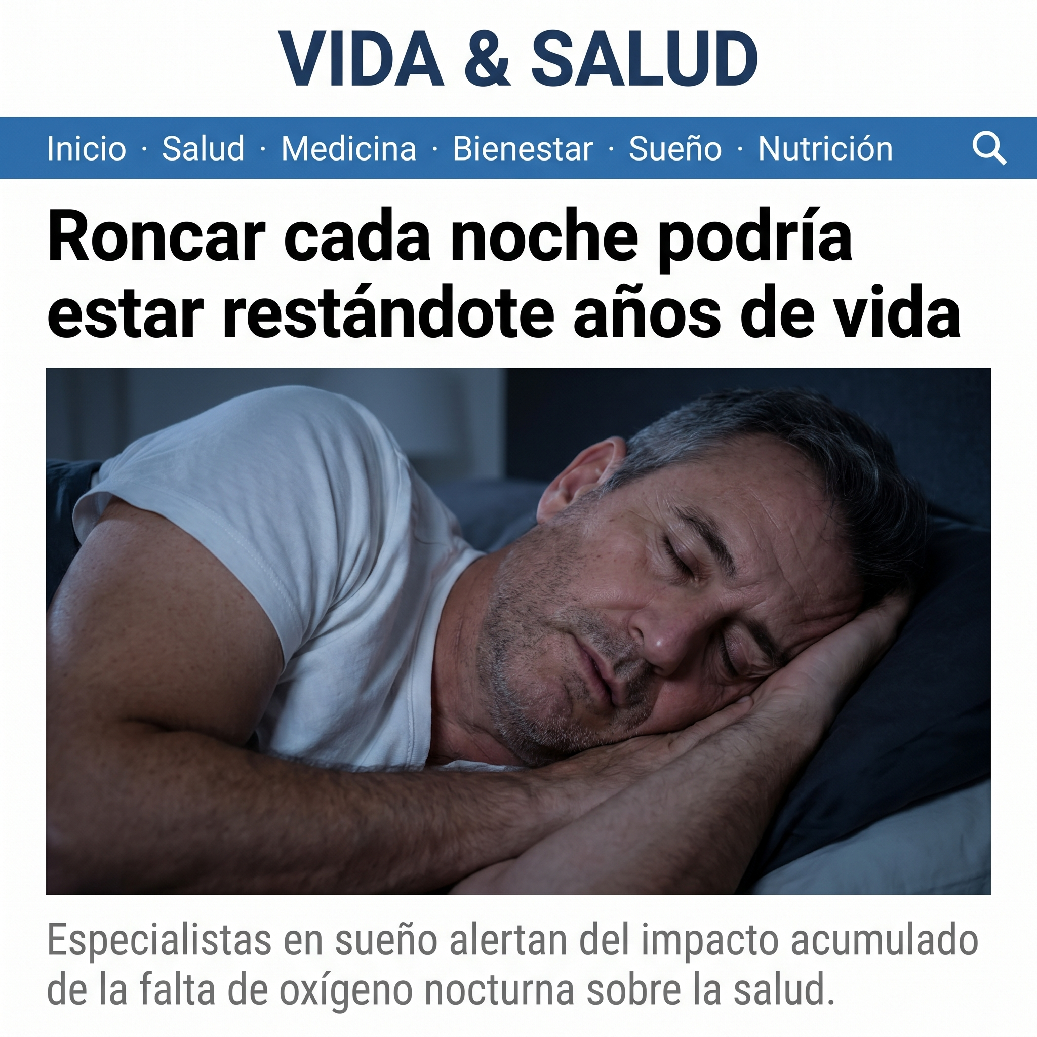 Artículo: Roncar cada noche podría estar restándote años de vida