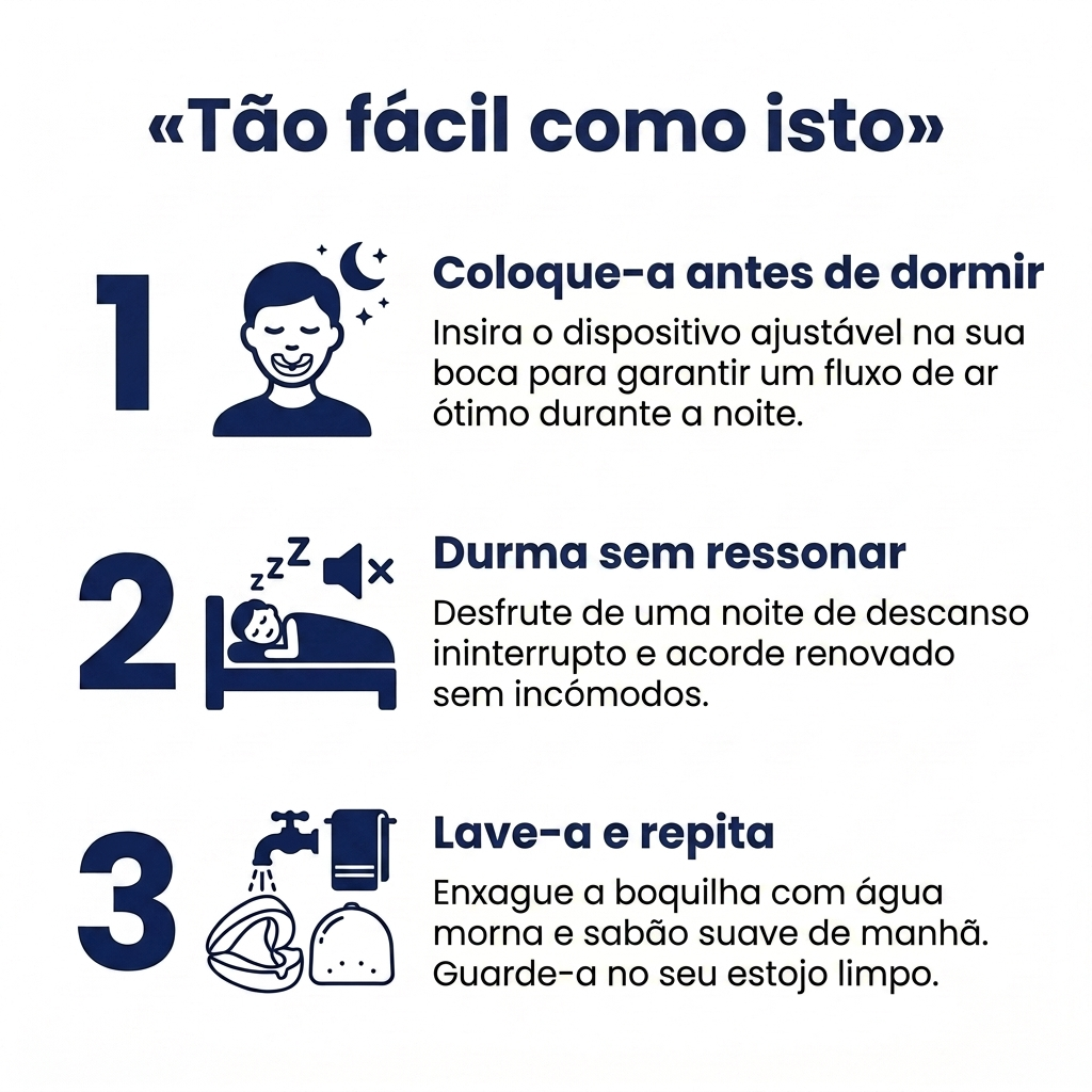 Três passos: tira-la, ajusta-a, dorme sem ressonar desde a primeira noite
