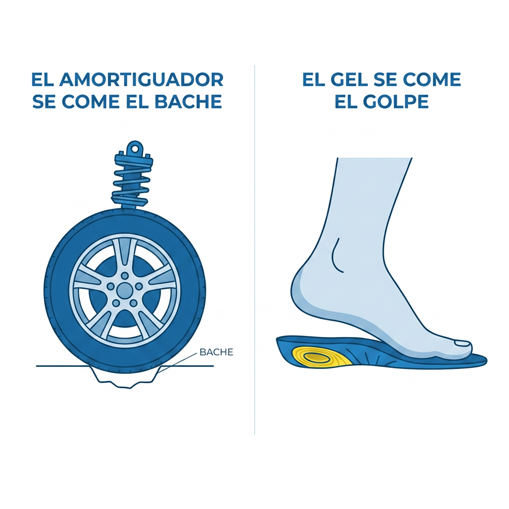 Como el amortiguador de un coche: el gel se come el golpe