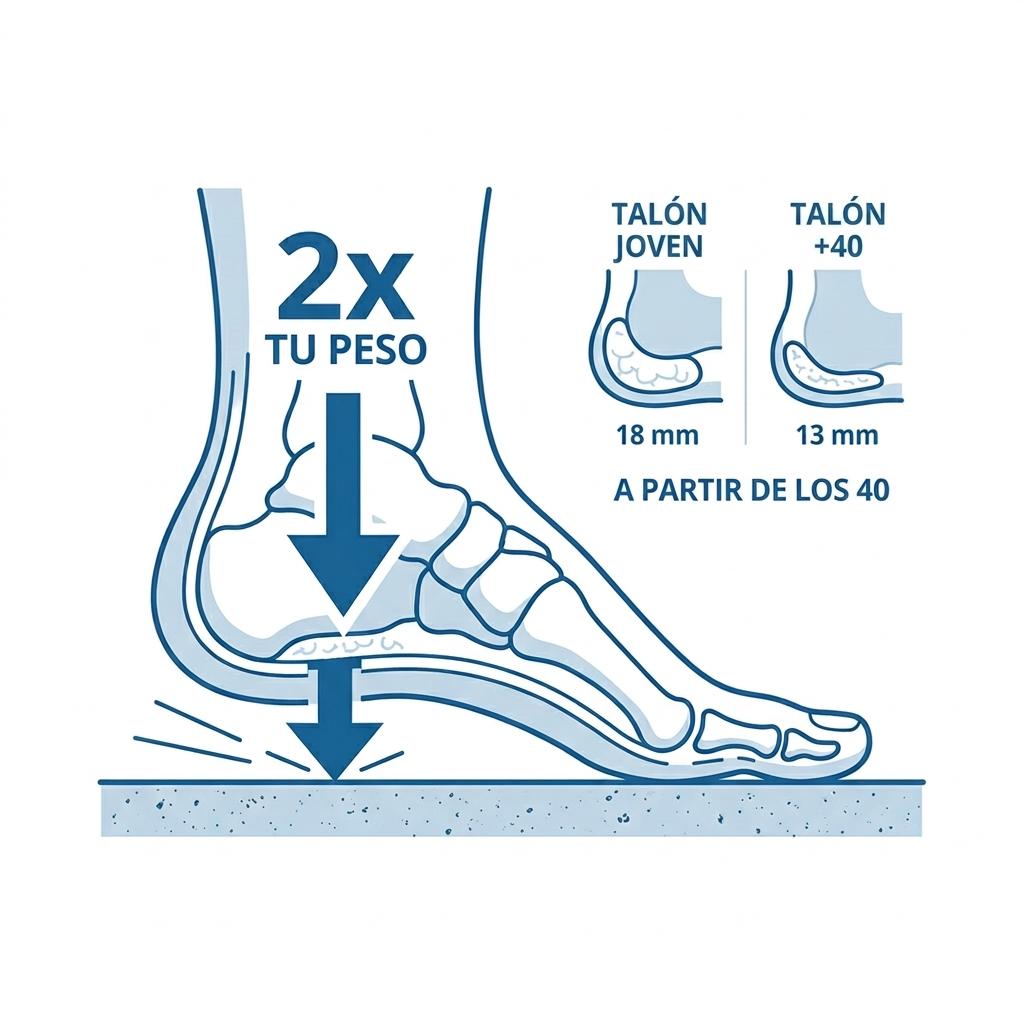 El talon pierde su amortiguacion natural a partir de los 40