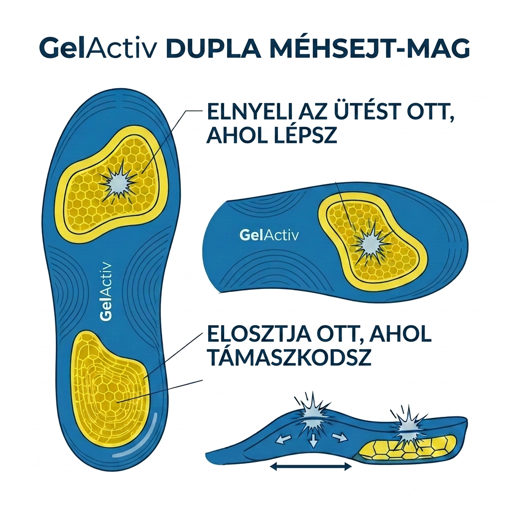 A GelActiv dupla csillapítás: elnyeli az ütést és elosztja a súlyt