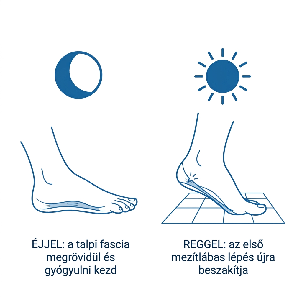 Éjszaka a talpi bőnye megrövidül; az első mezítlábas lépés újra megsérti