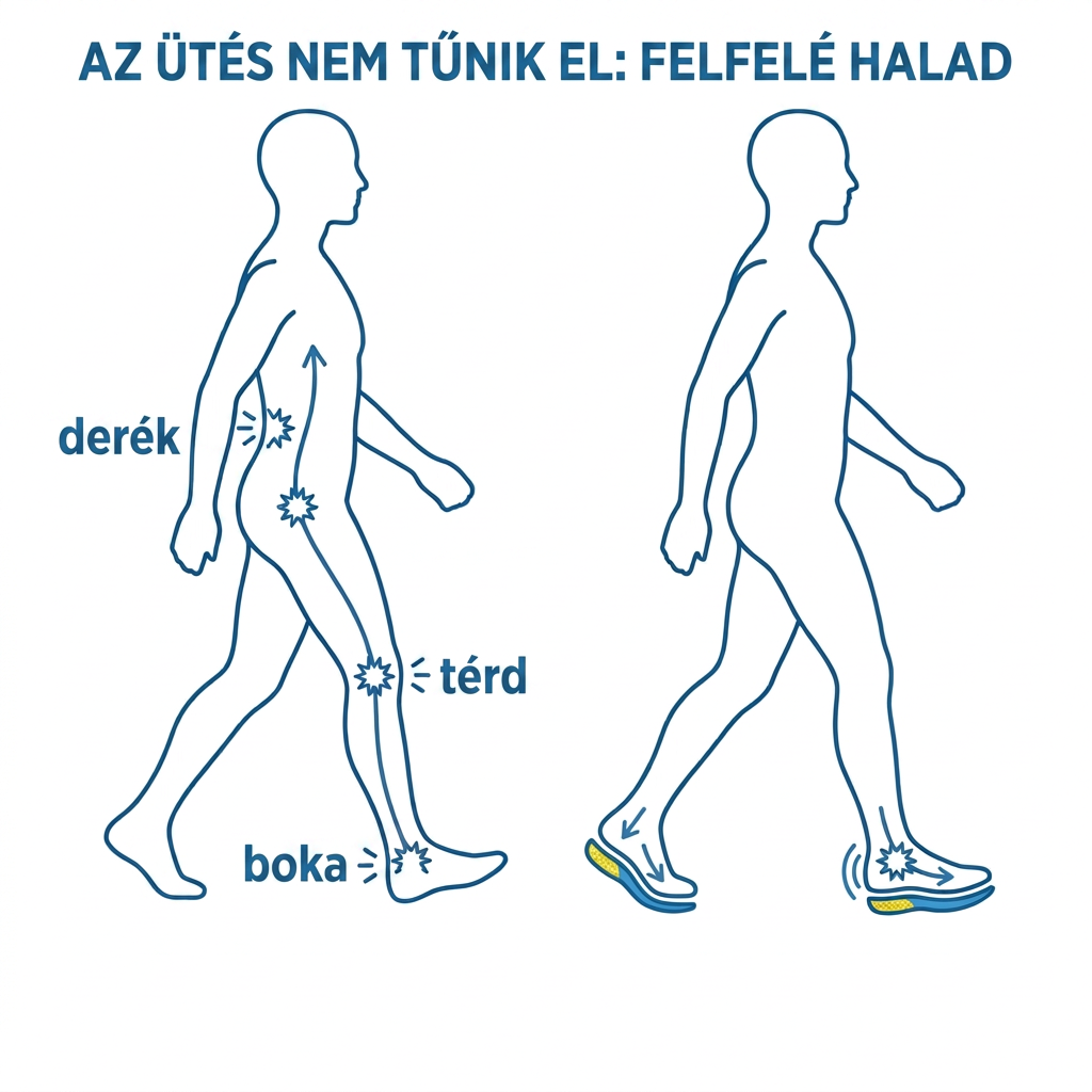 Minden lépés ütése felfelé halad a testben, ha lent nem nyelődik el