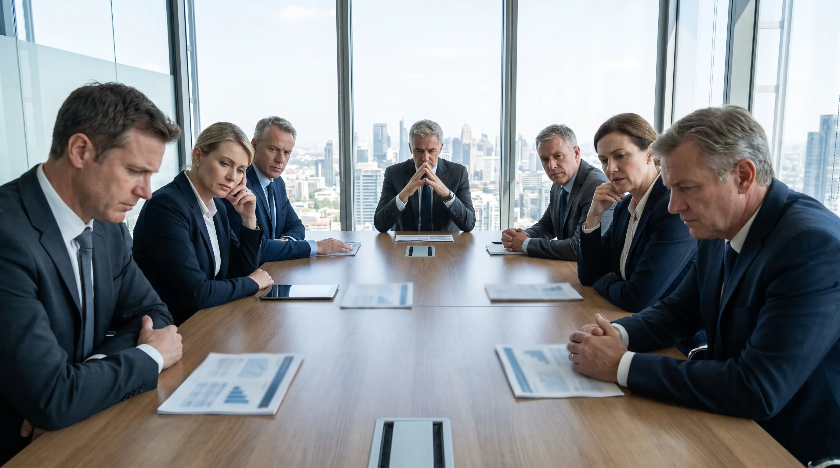Pharmaceutical executives in a boardroom