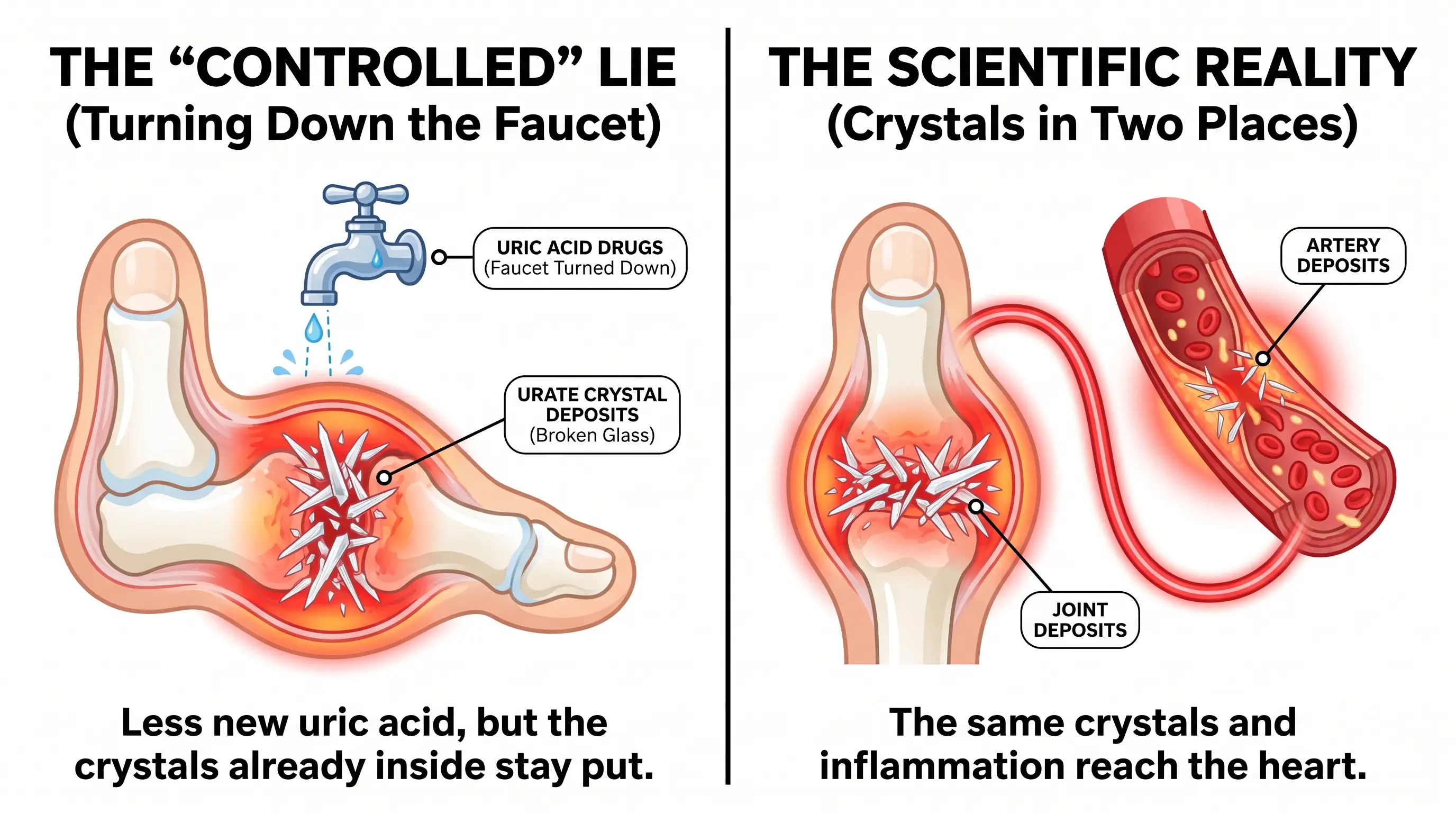 Diagram: the treatment lie vs. the scientific reality