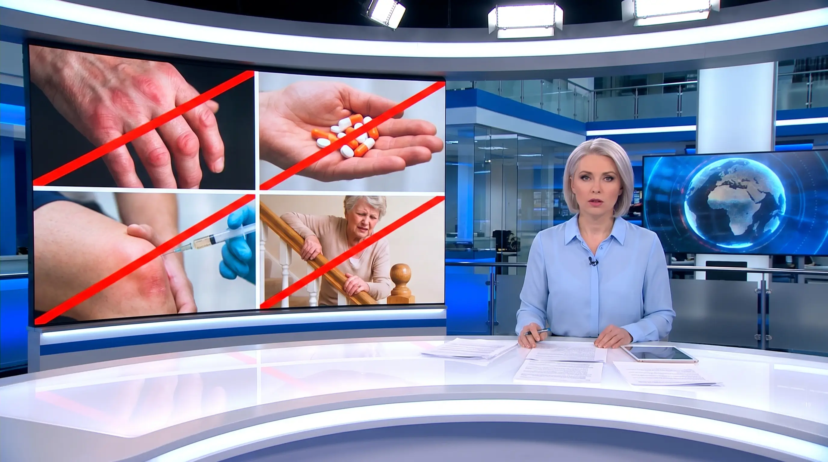 News broadcast segment on failed arthritis treatments