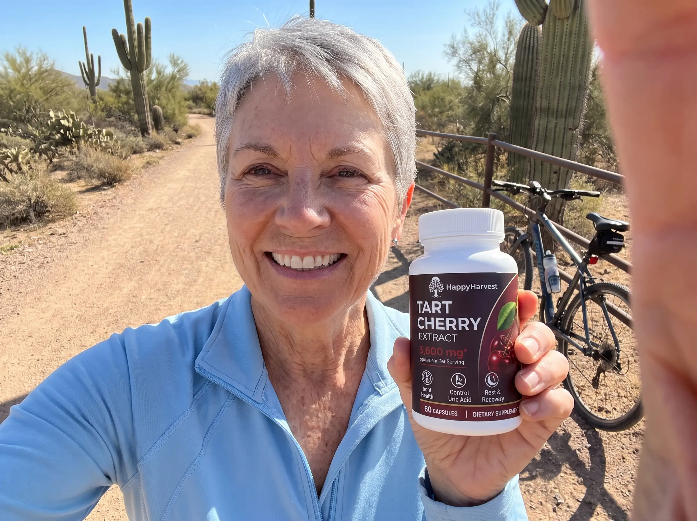 Eleanor B. with her HappyHarvest bottle