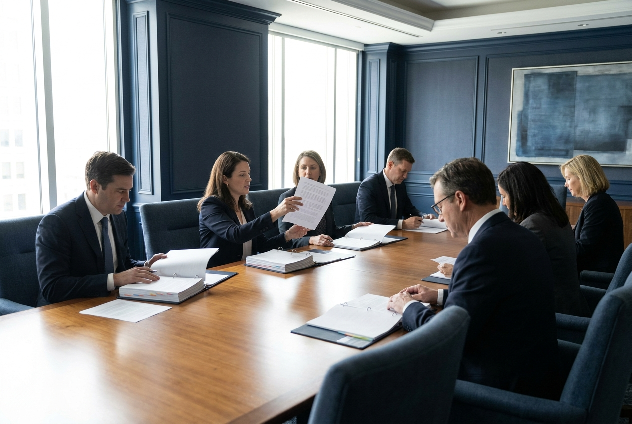 Reunión de cumplimiento y gestión empresarial