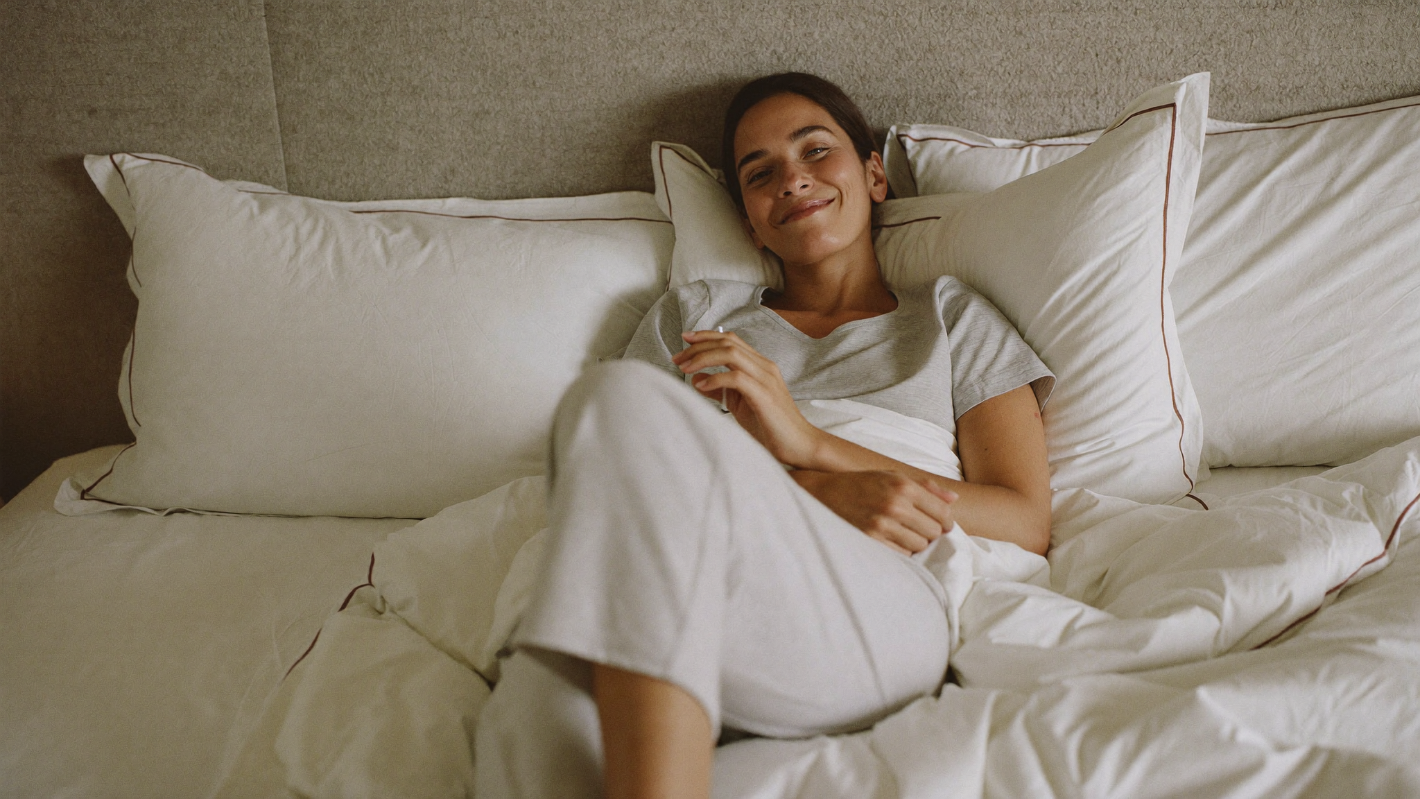 Woman comfortable at home instead of a clinic
