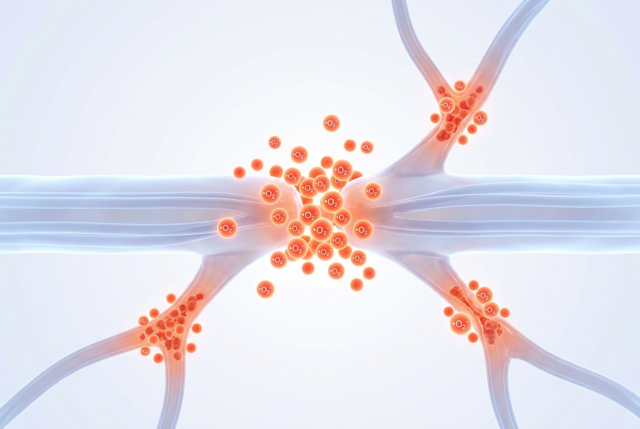 Free radicals clustering around a nerve fiber