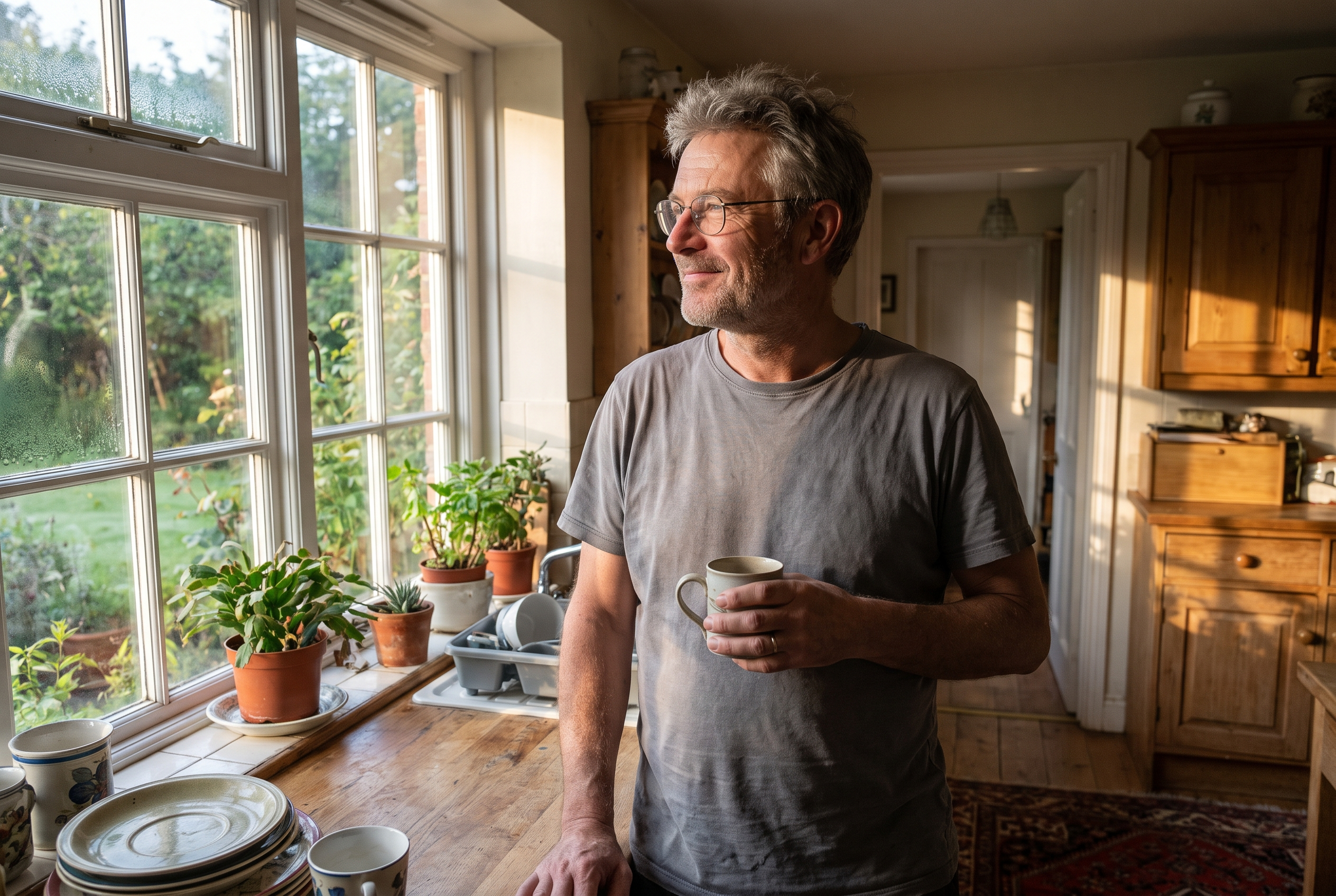 Curtis Alden at home in the morning