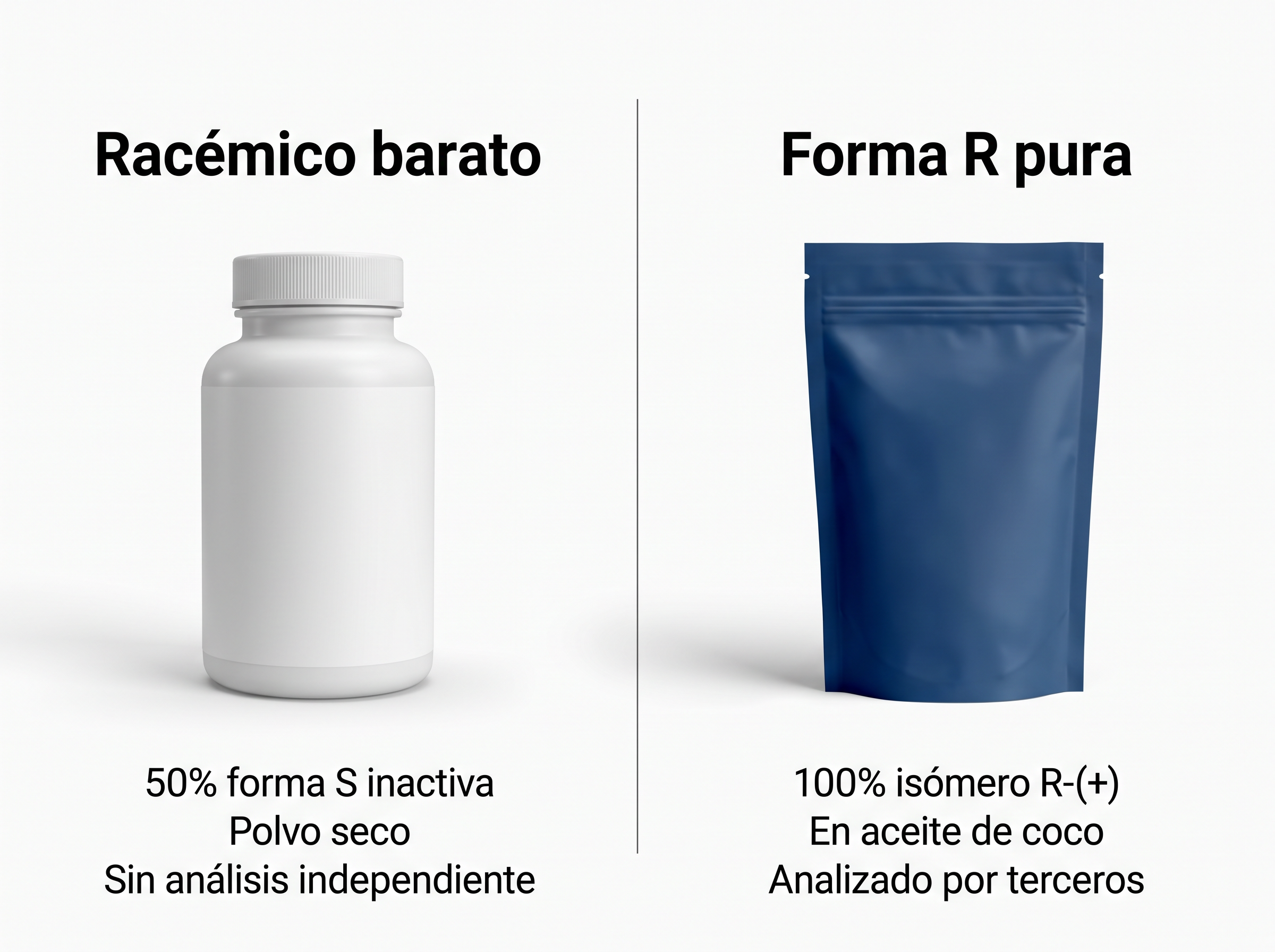 La versión racémica barata frente a la forma R pura