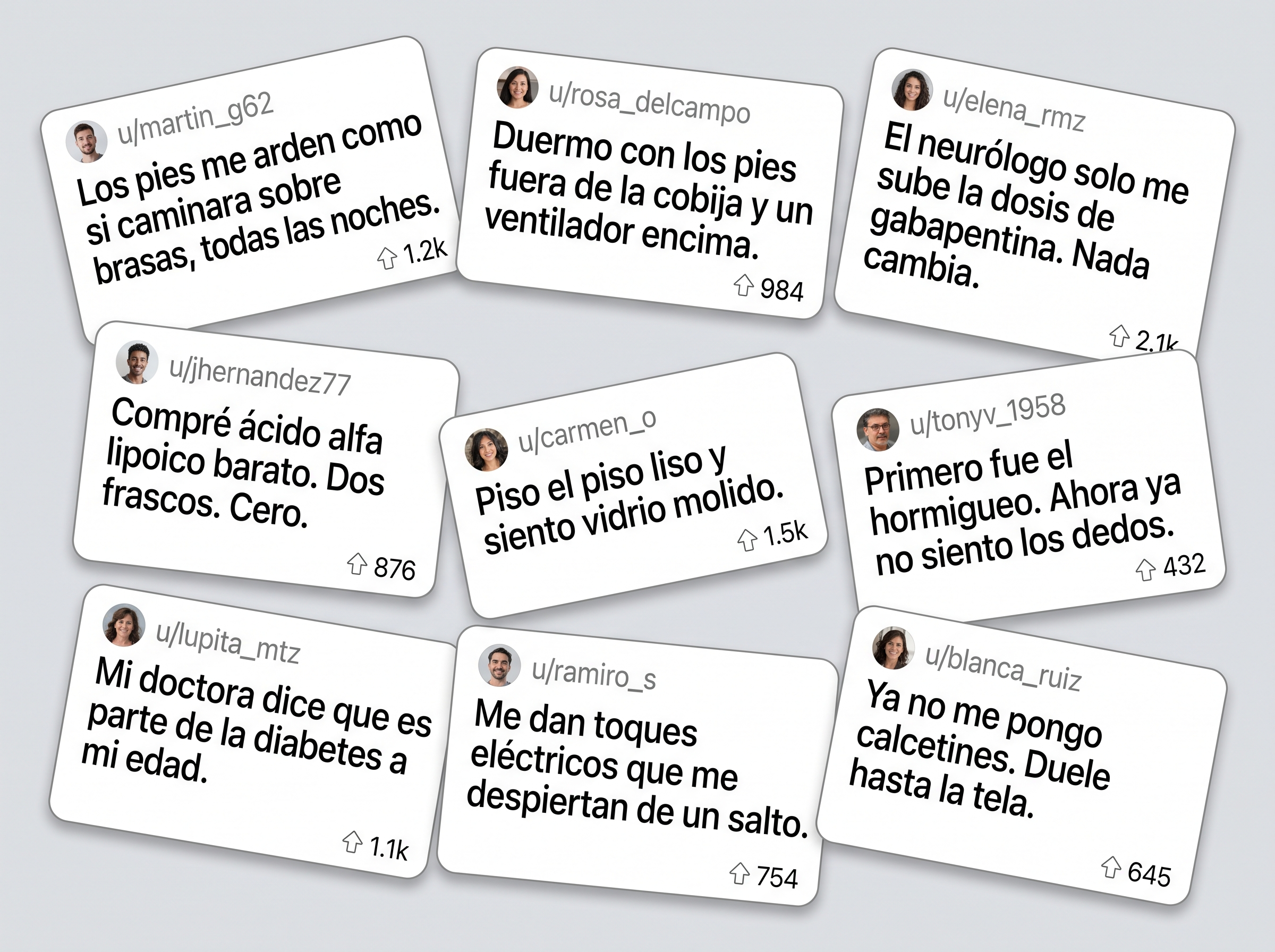 Diabéticos describiendo exactamente el mismo ardor en los pies