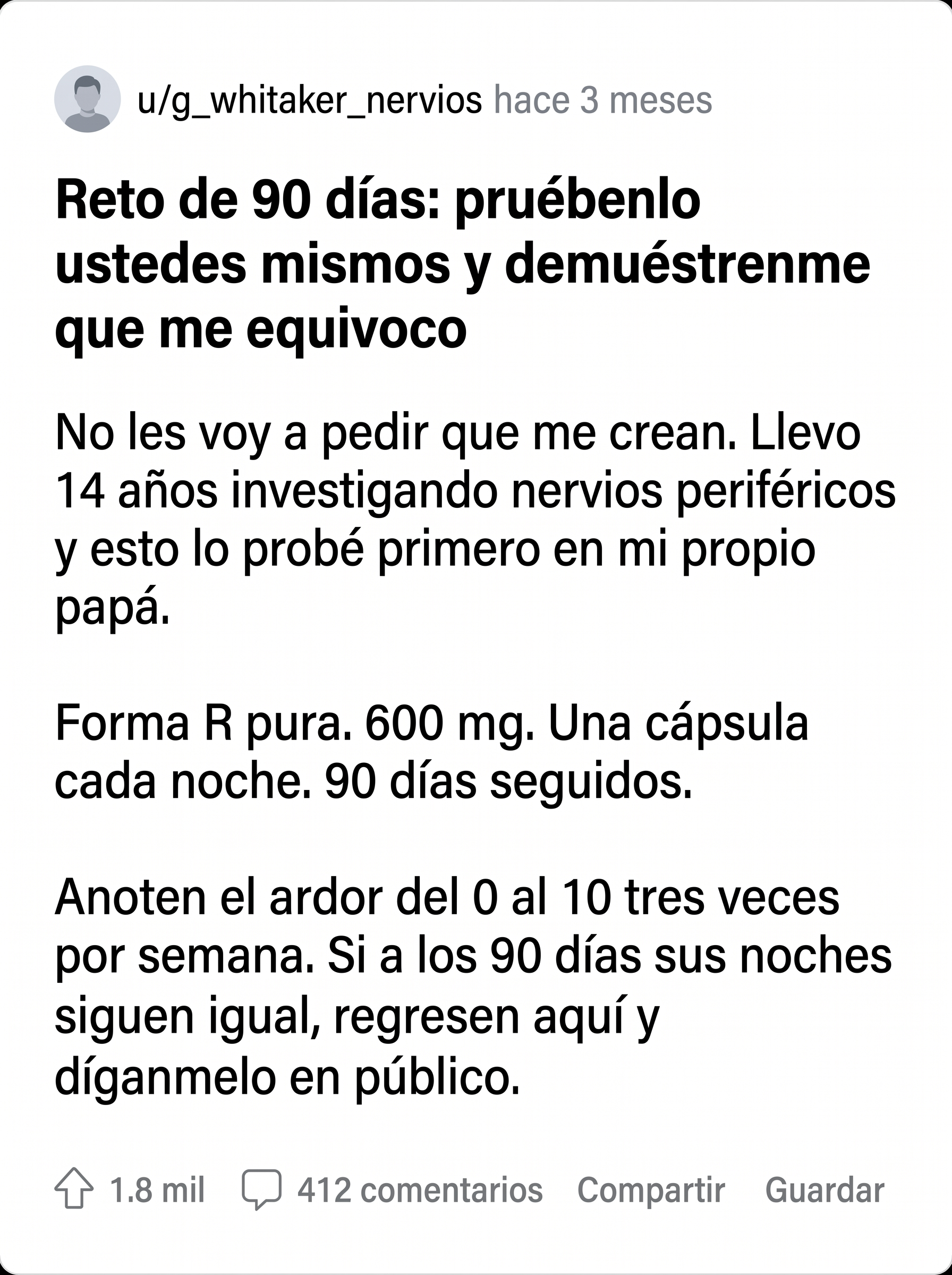La publicación del reto de 90 días