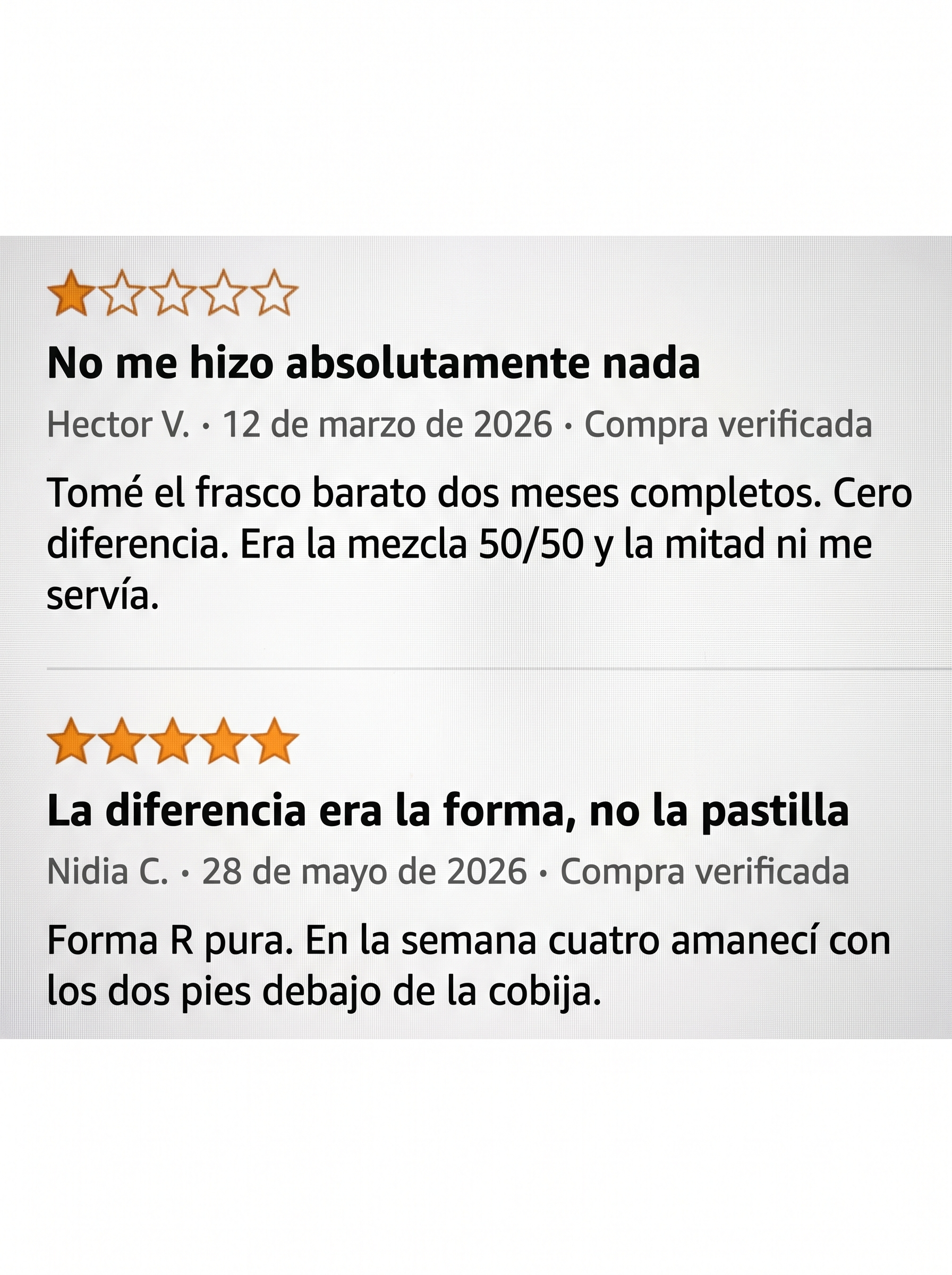 Reseñas verificadas: racémico barato frente a forma R pura
