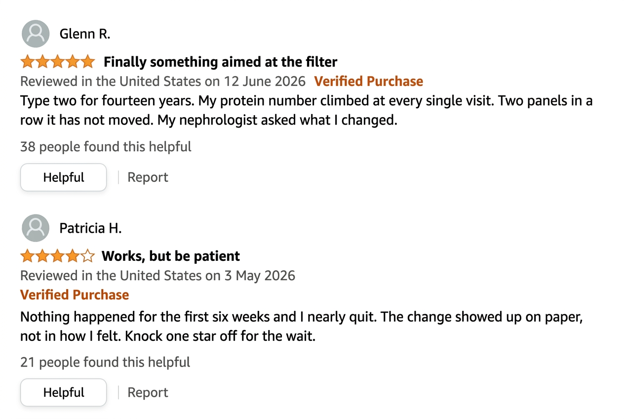 Amazon reviews from Glenn R. and Patricia H.