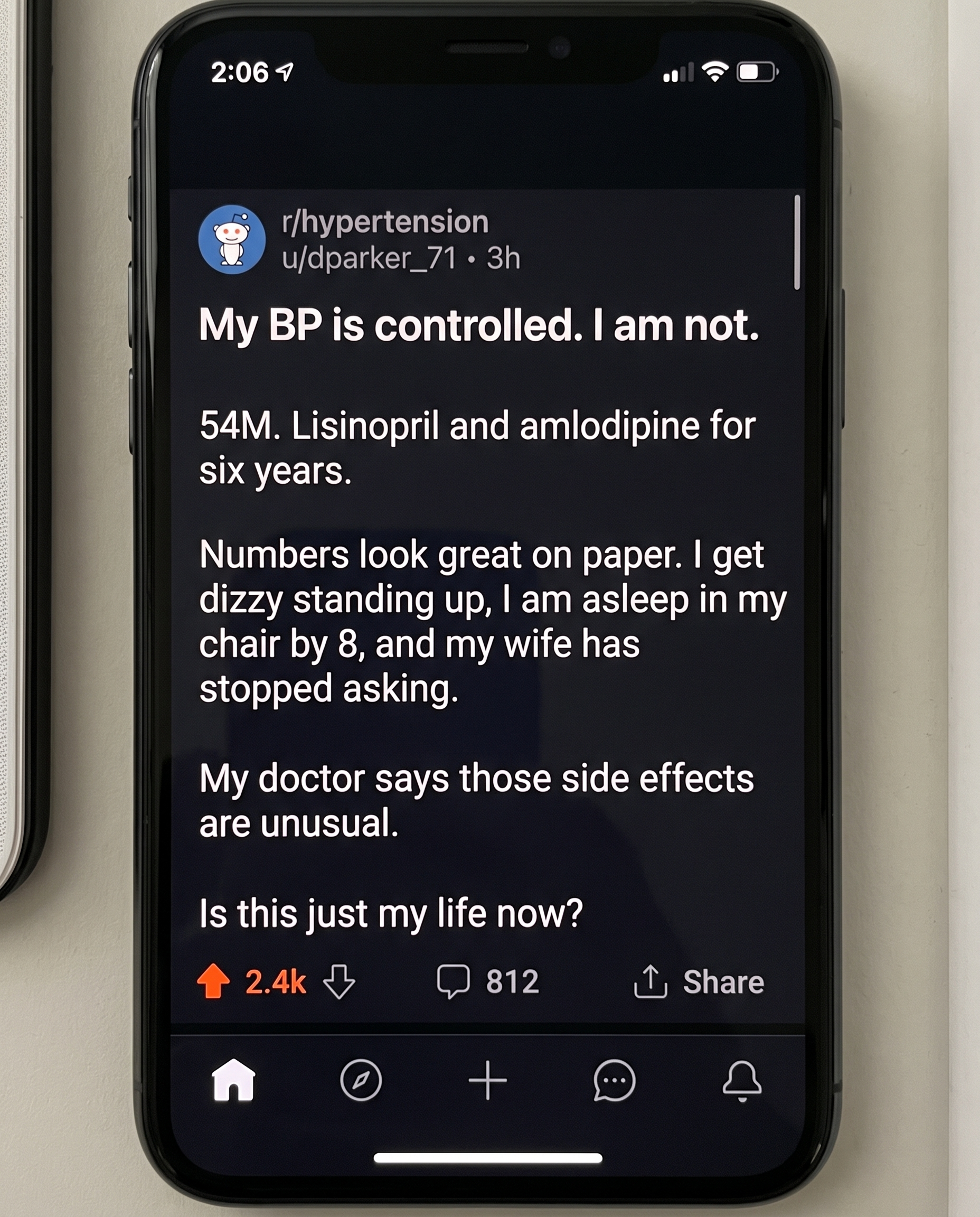 Reddit post: my BP is controlled, I am not