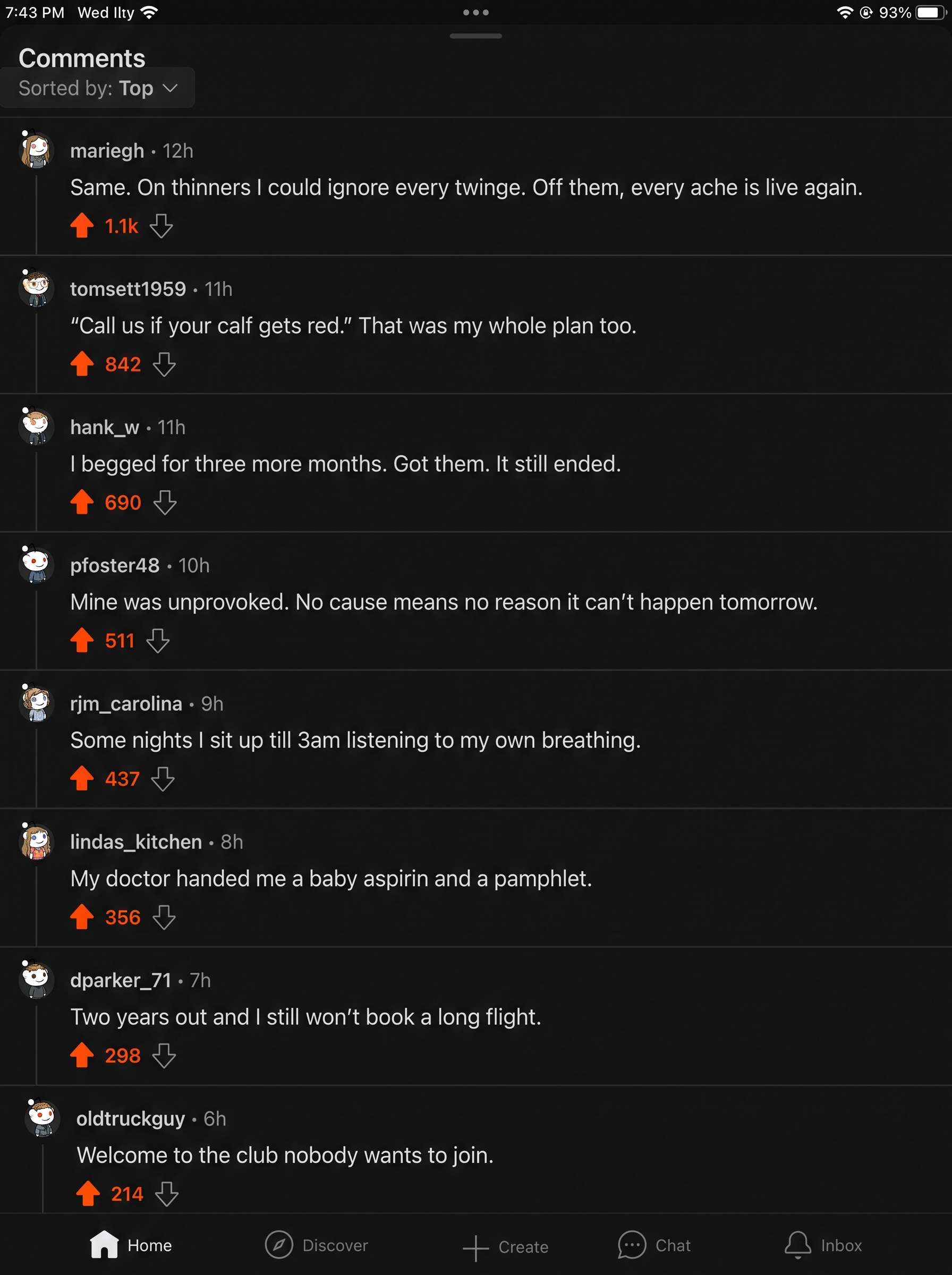 Thread full of clot survivors describing the same fear after the thinner ended