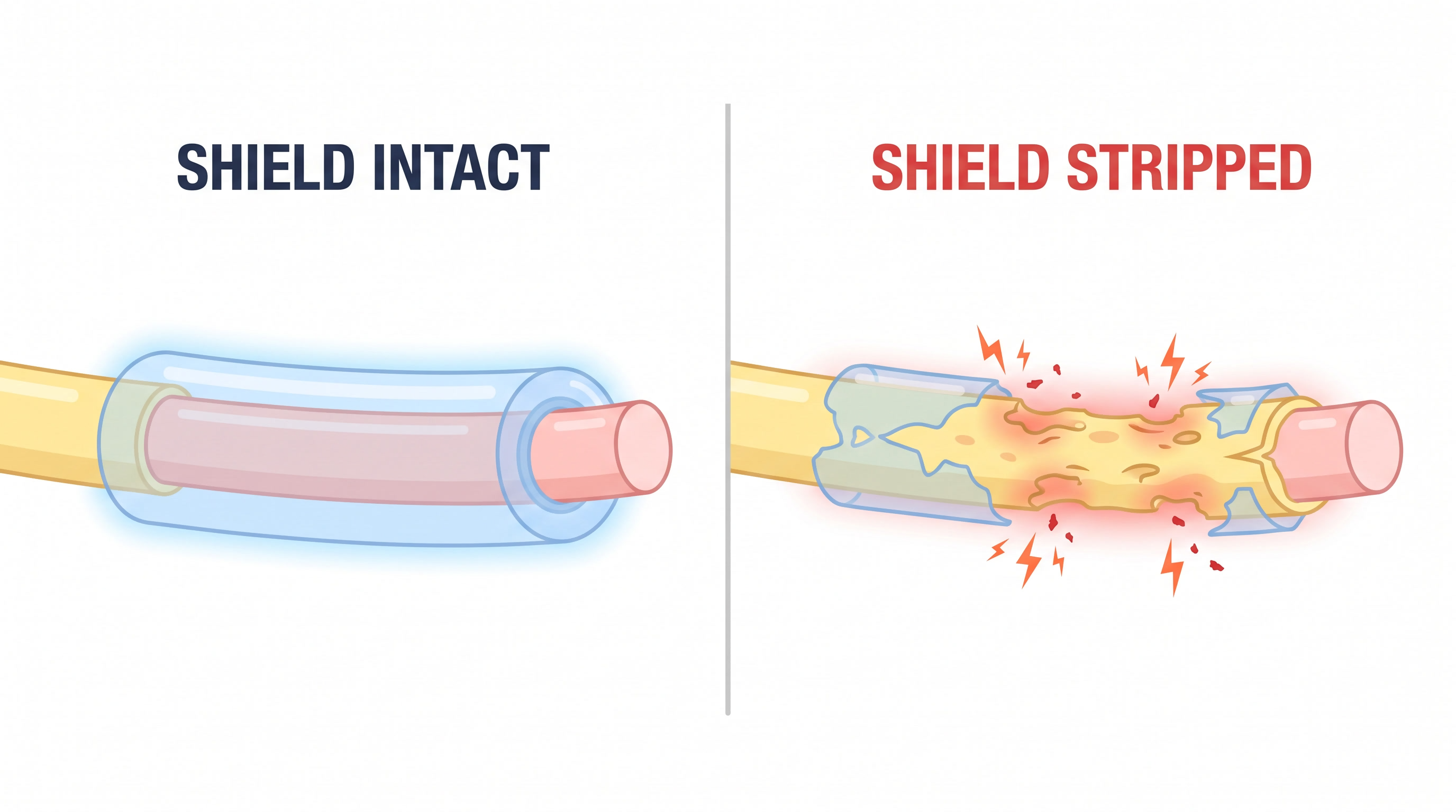 A shielded nerve versus a stripped nerve