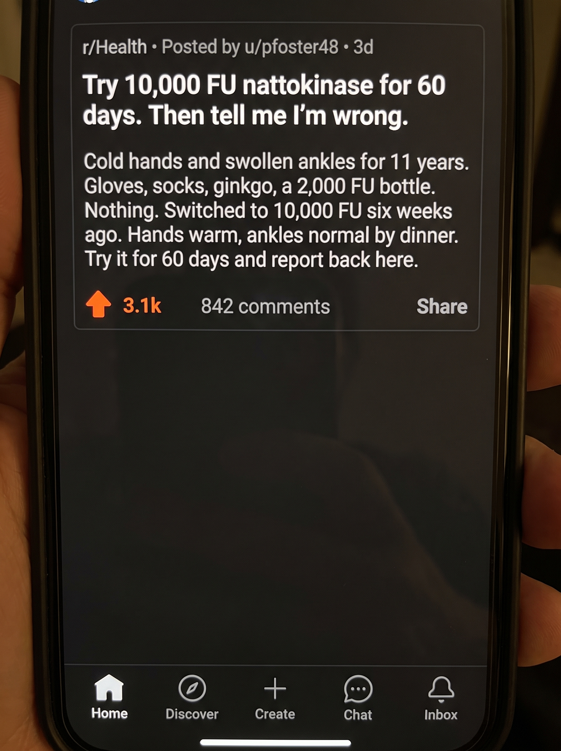 Reddit challenge post: try 10,000 FU nattokinase for 60 days, then tell me I'm wrong