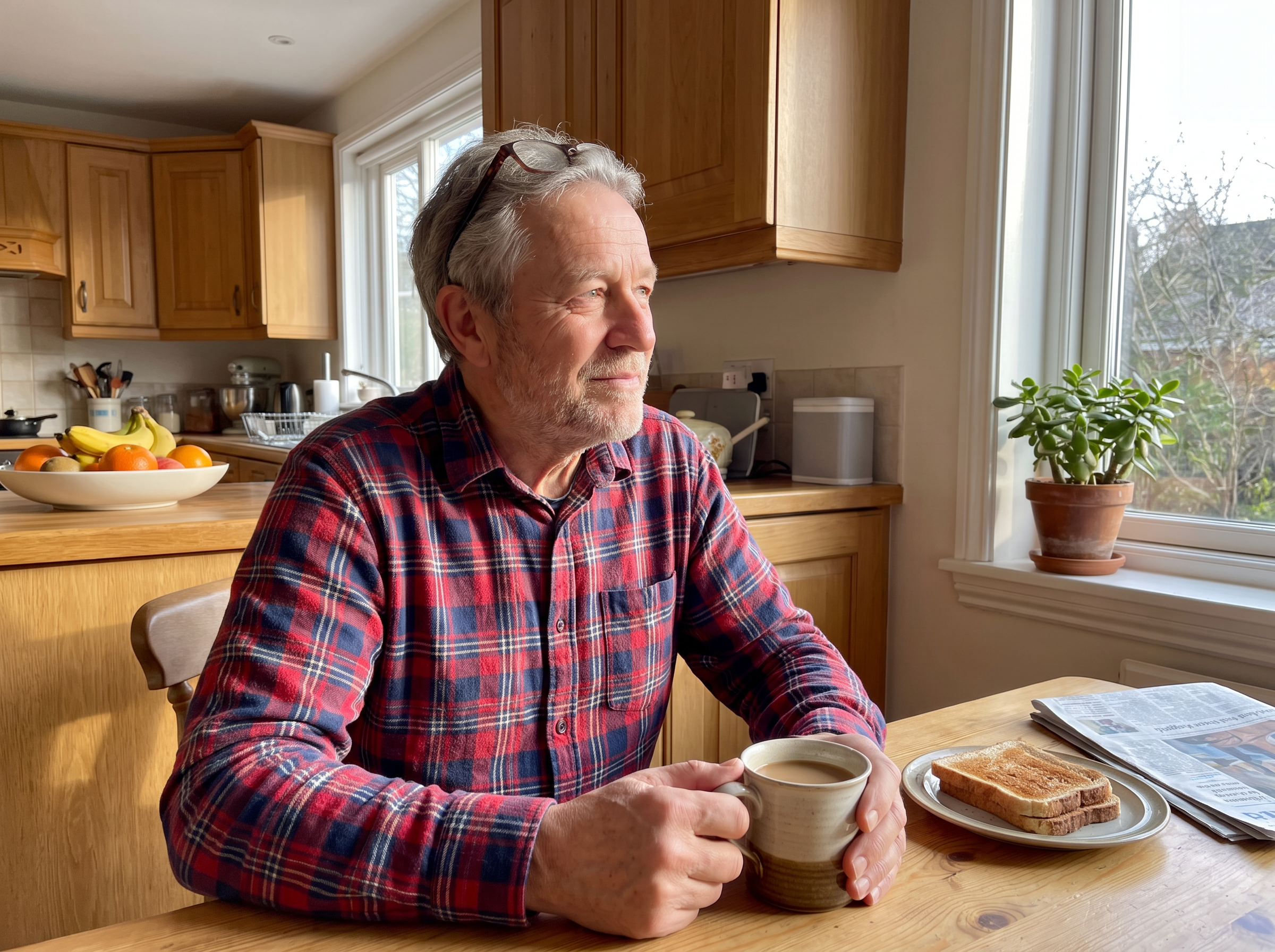 Craig at his kitchen table in the morning, rested