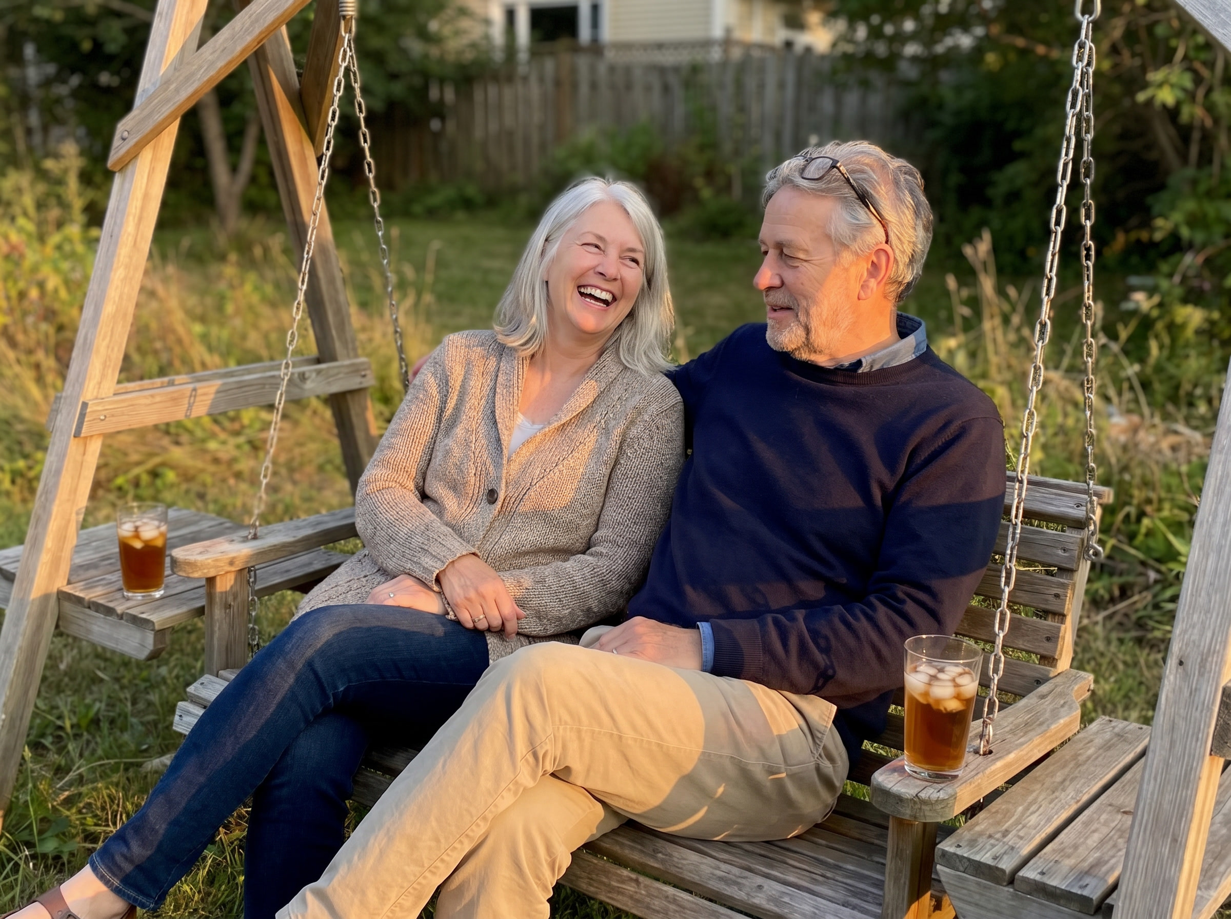 Craig and his wife on the back porch in the evening