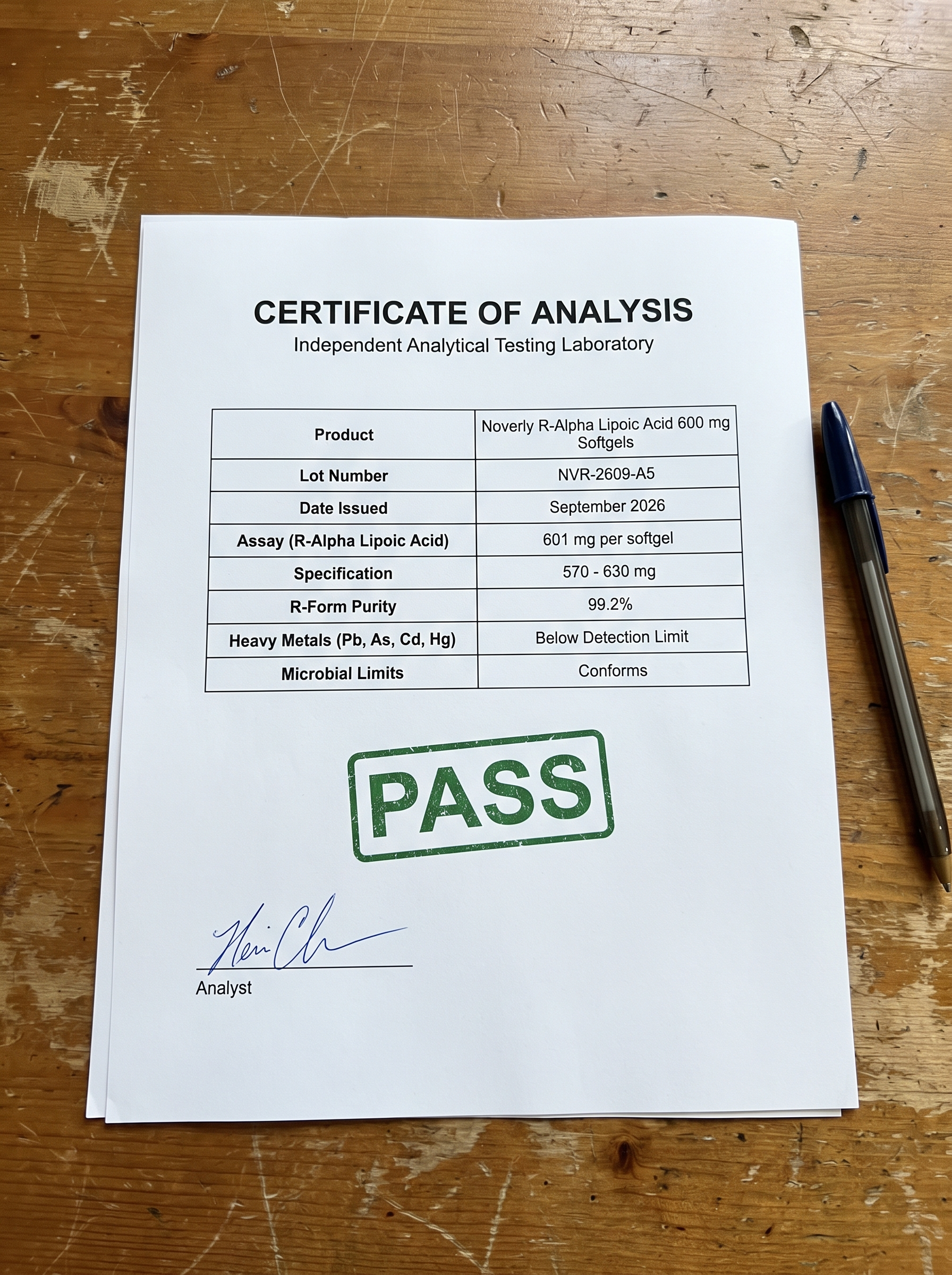 Independent Certificate of Analysis — PASS