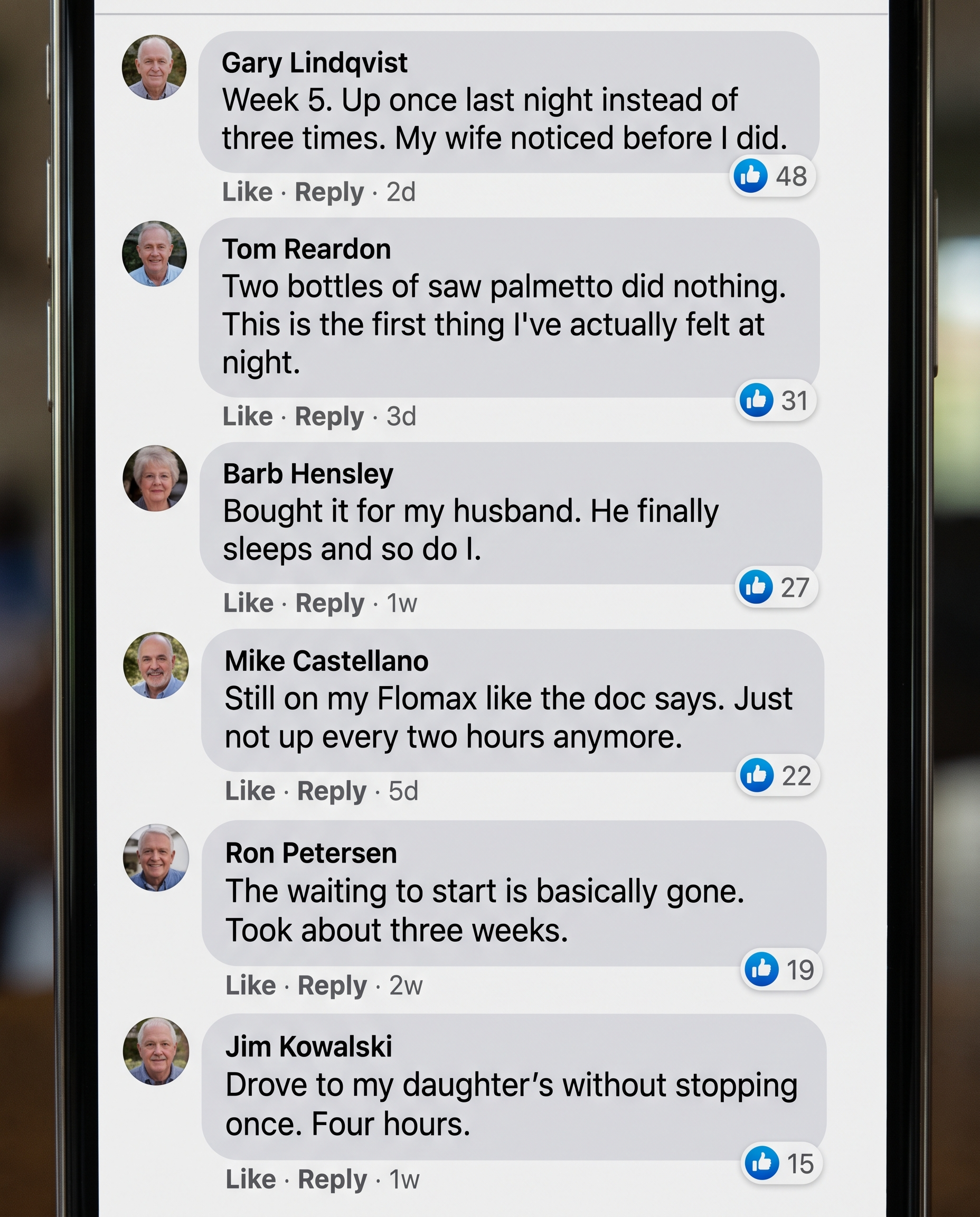 Facebook comments from men sleeping through the night again