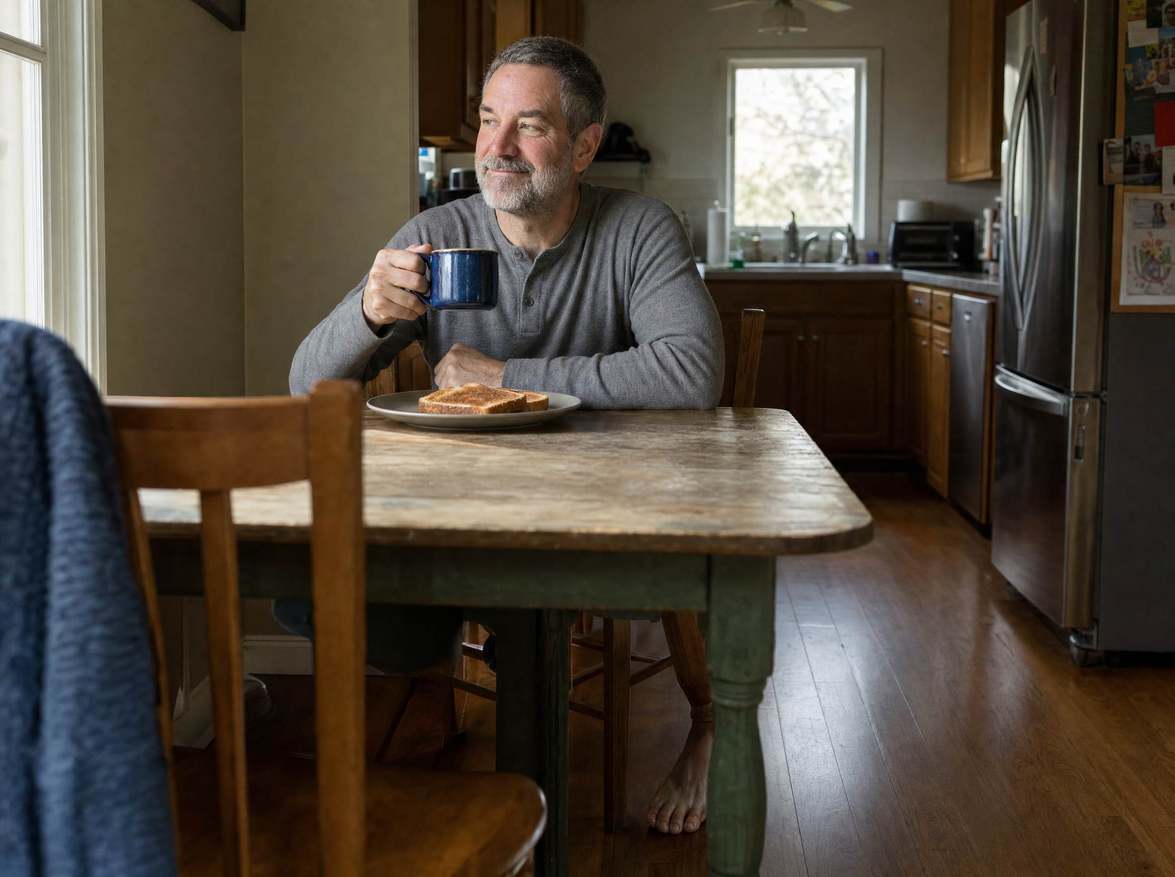 Dennis at home in the morning