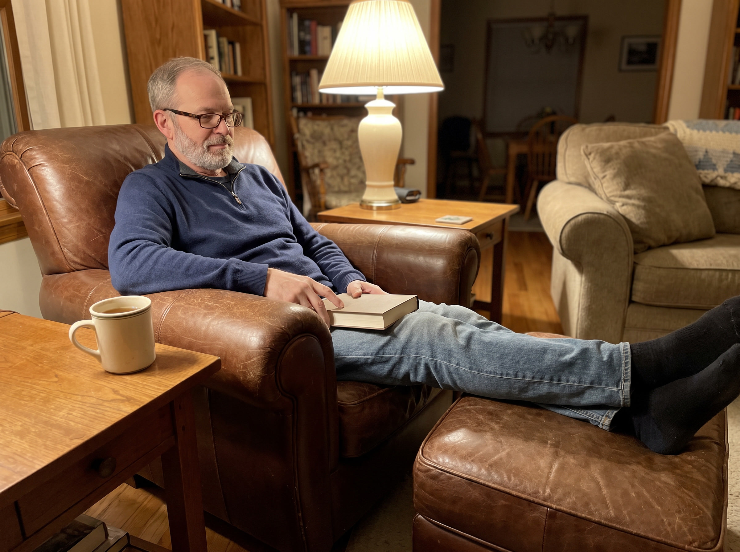 Erik relaxing at home in the evening