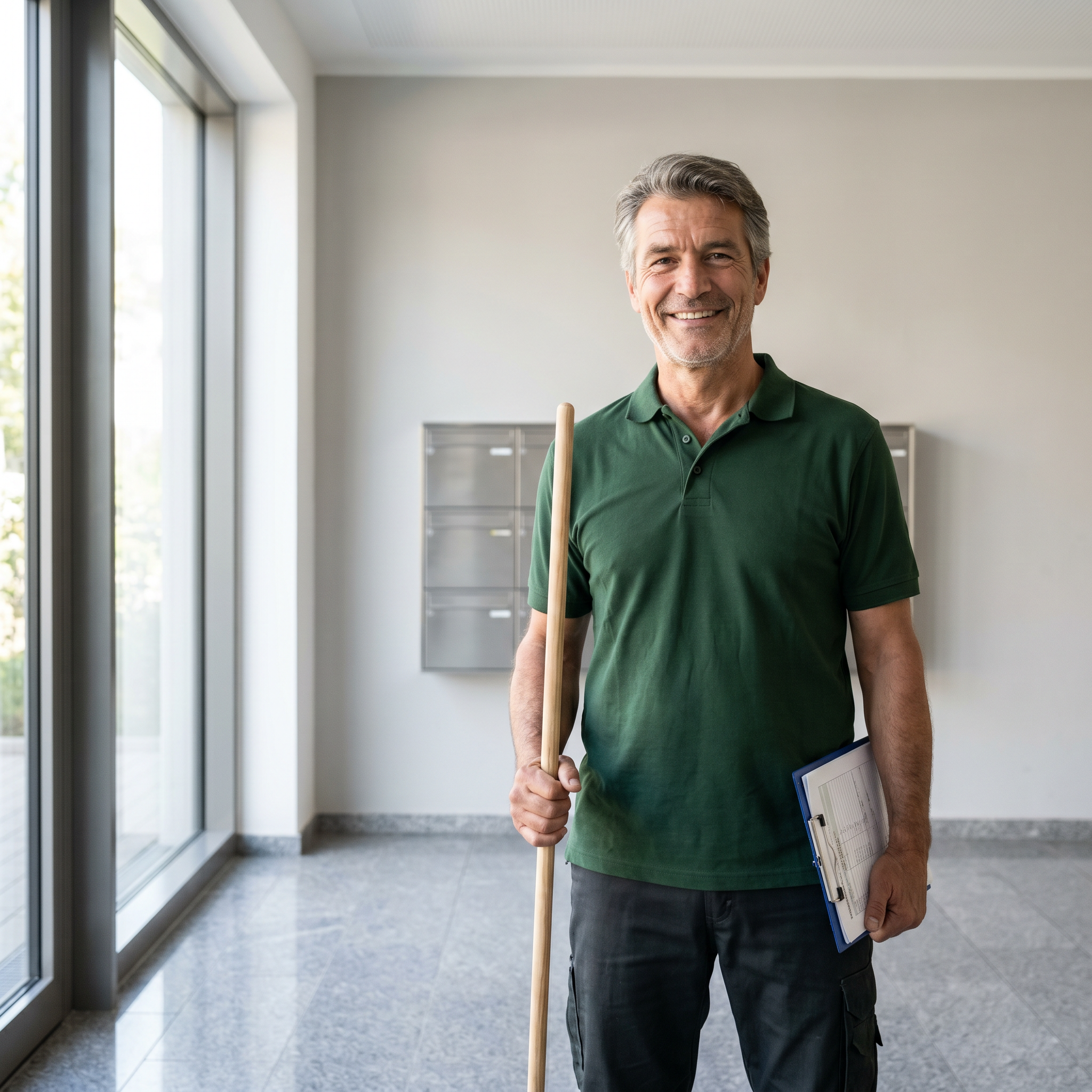 Hausmeister bei der Arbeit in einem Haus in der Region