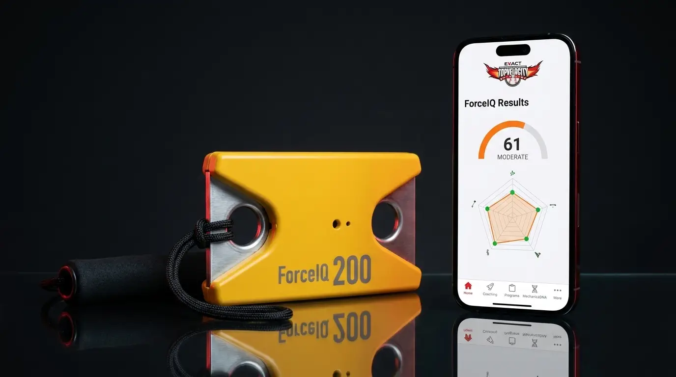 ForceIQ device with grip connector and the TopVelocity ForceIQ app