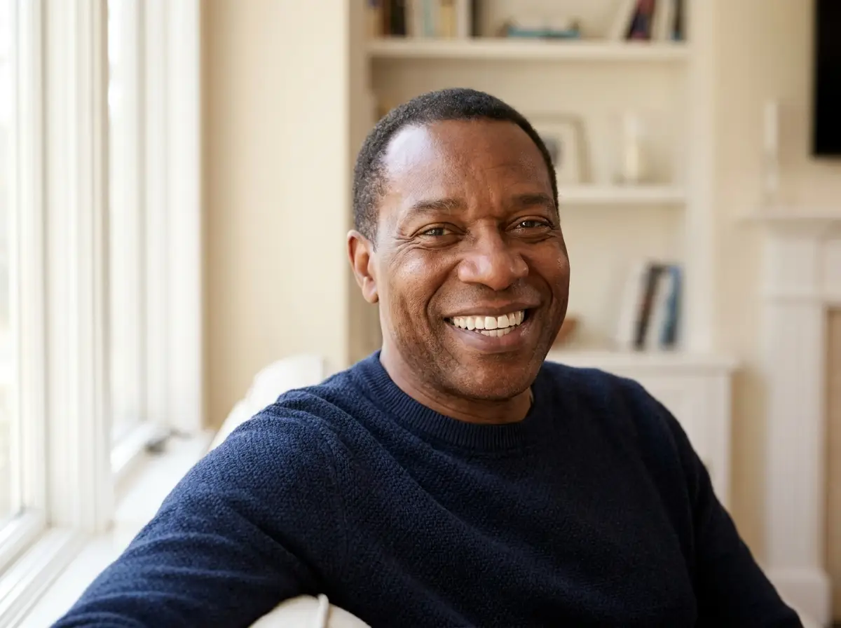 Happy patient smiling after dental implant treatment