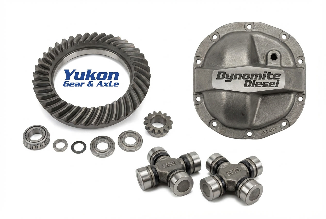 Ring gear, differential cover, bearings, and U-joints