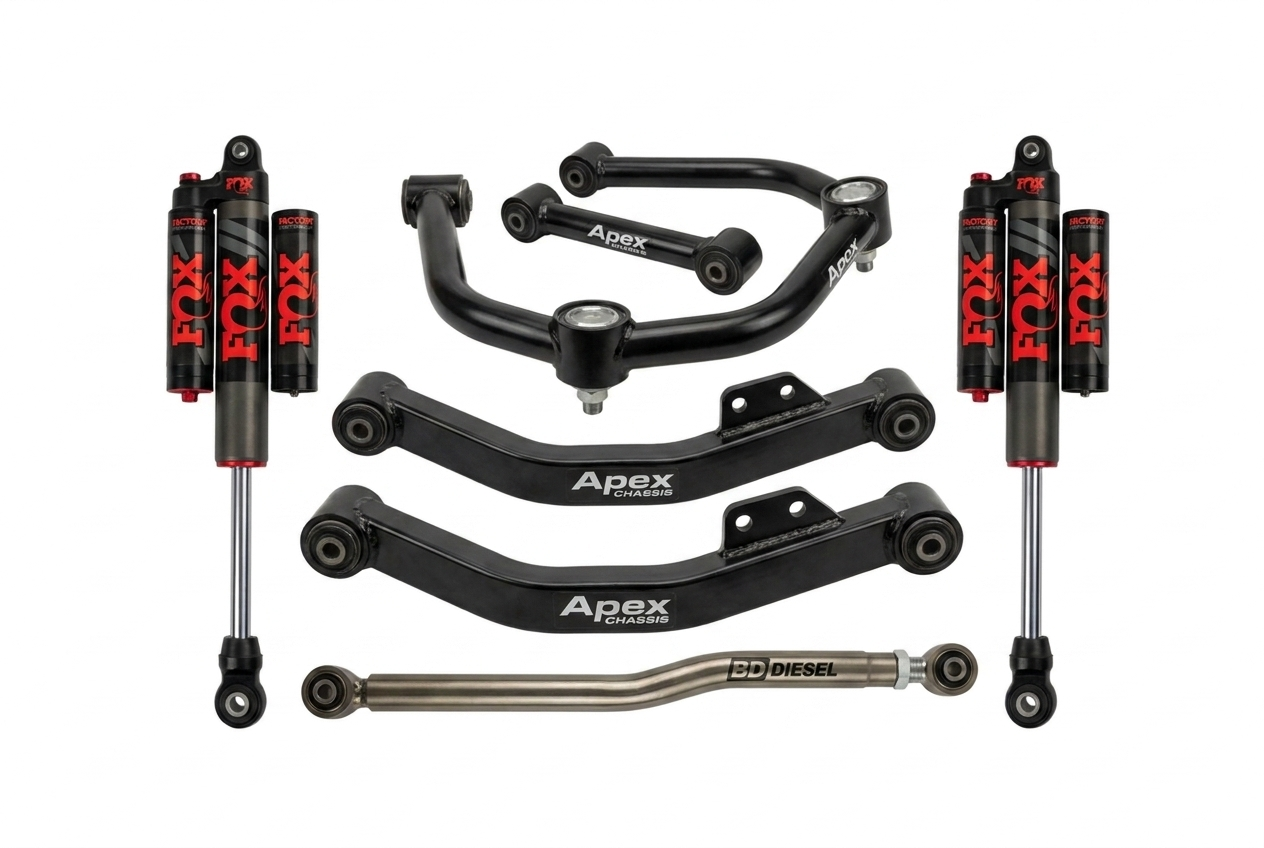 FOX shocks, control arms, and track bar suspension kit