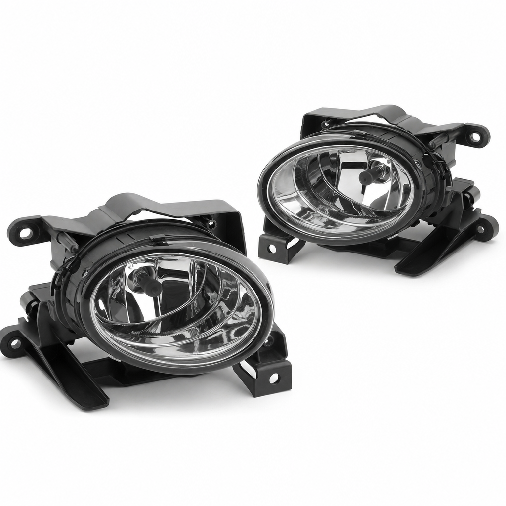 Reflector housing fog lamp assemblies on white background