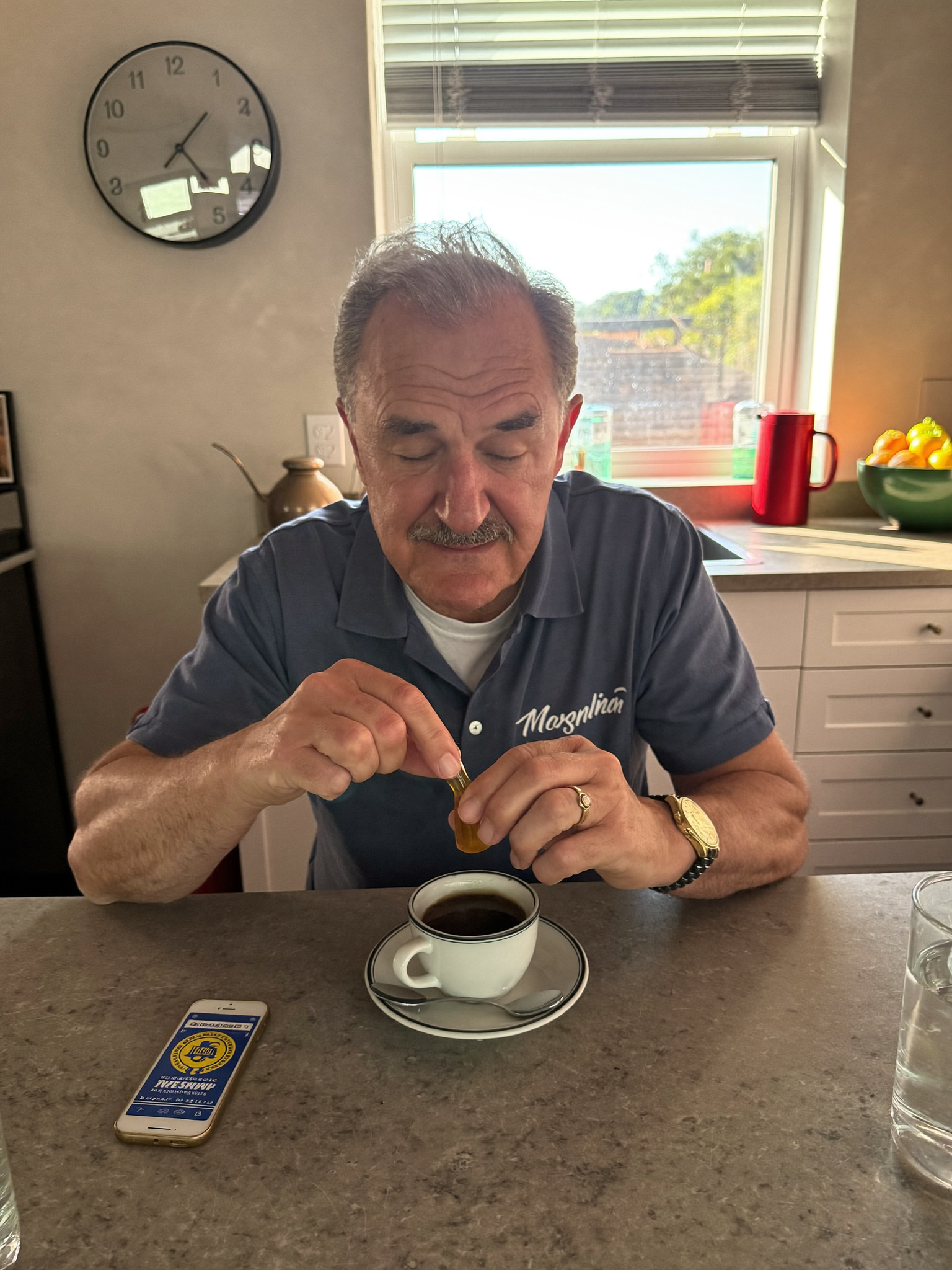 Morning routine with coffee and softgel