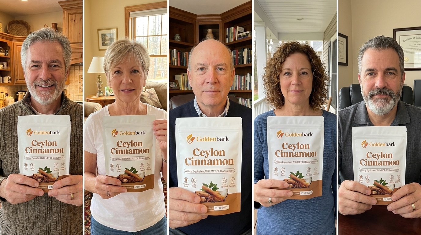 GoldenBark customers holding the product