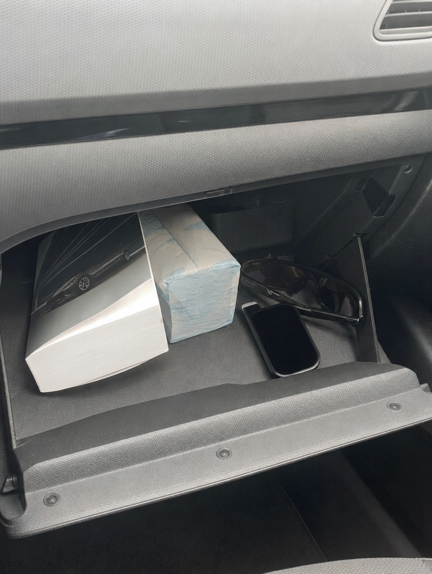 Smartcell alkometer i hanskerommet på en bil