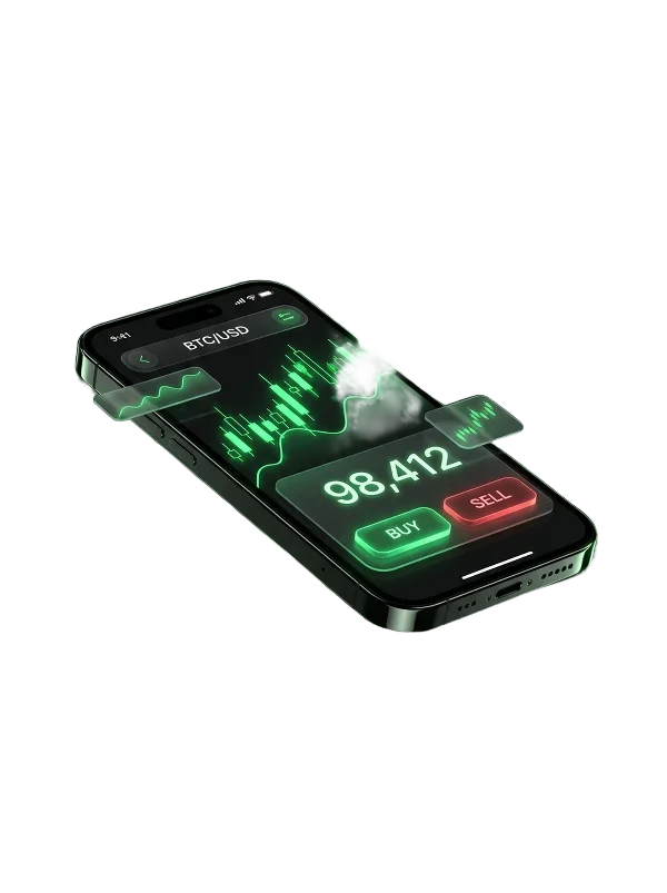 App da corretora em um smartphone
