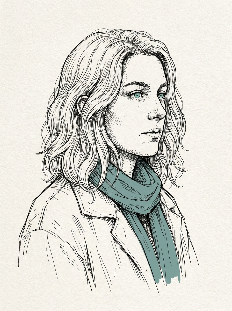 Ilustração em nanquim: retrato em traço fino