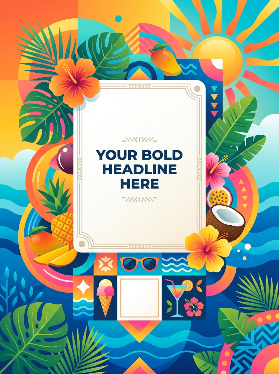 Pôster de marketing sazonal: promoção de verão