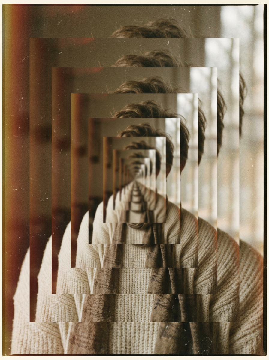 Retrato analógico com efeito Droste (moldura infinita)