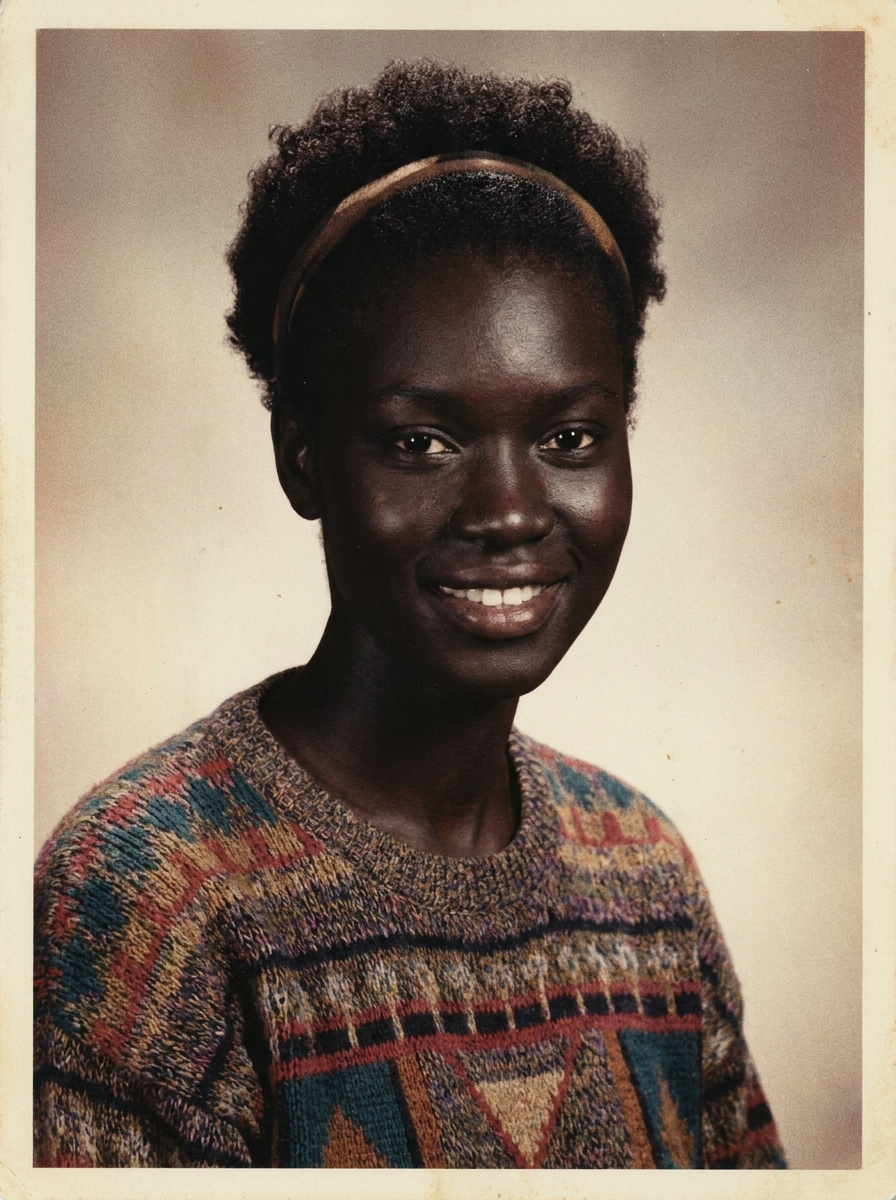 Retrato analógico estilo anos 1980